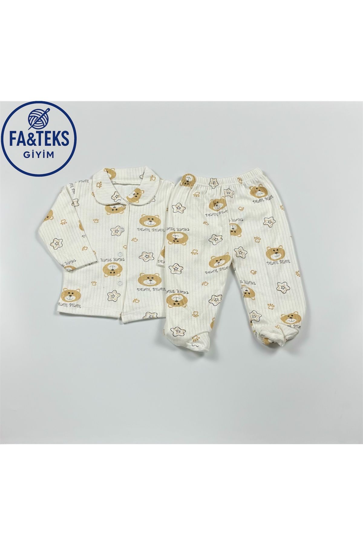 Butik Ayıcık Desenli Patikli Bebek Pijama Takımı