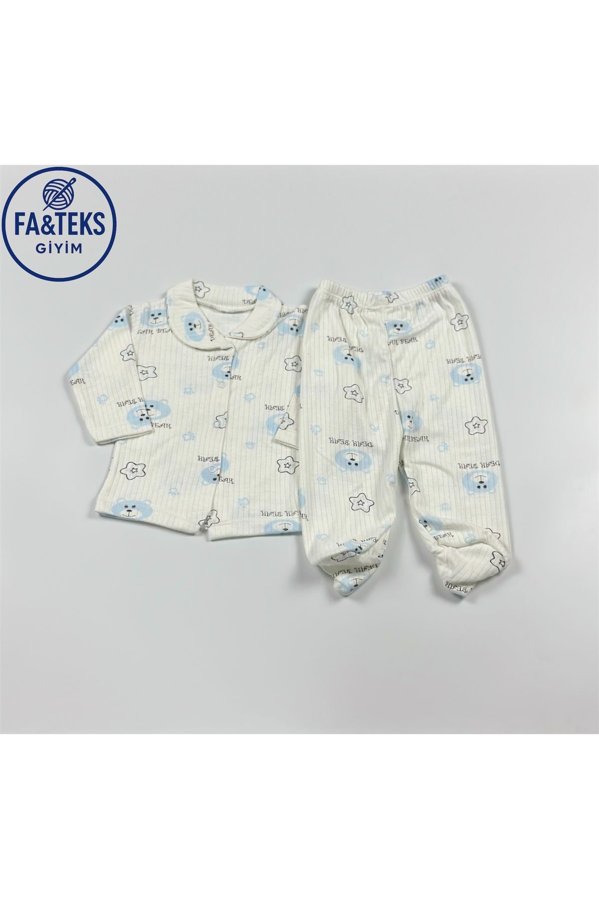 Butik Ayıcık Desenli Patikli Bebek Pijama Takımı