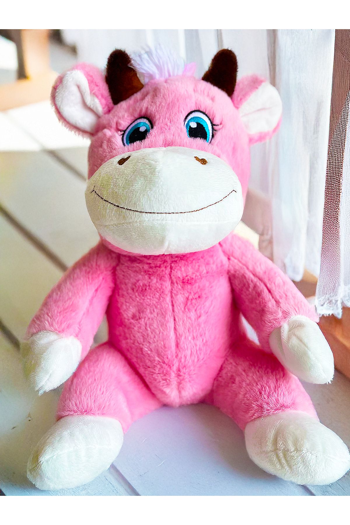PoppyPlays Anne İnek Peluş Oyuncak - Bebek hediyesi Yumuşacık 40cm inek peluş hayvan