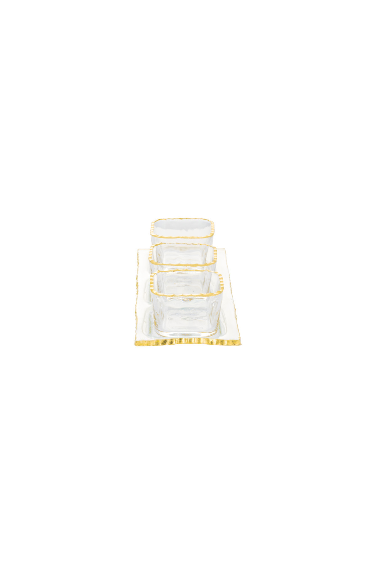 ALSAIF-Glass Serving Plates With Handle, 4 Pieces, Multi-colored, By Al Saif 3