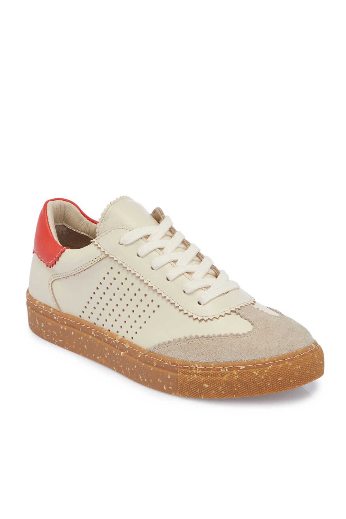 Tergan Ekru Hakiki Deri Kadın Sneaker - K25I1AY68119-R90