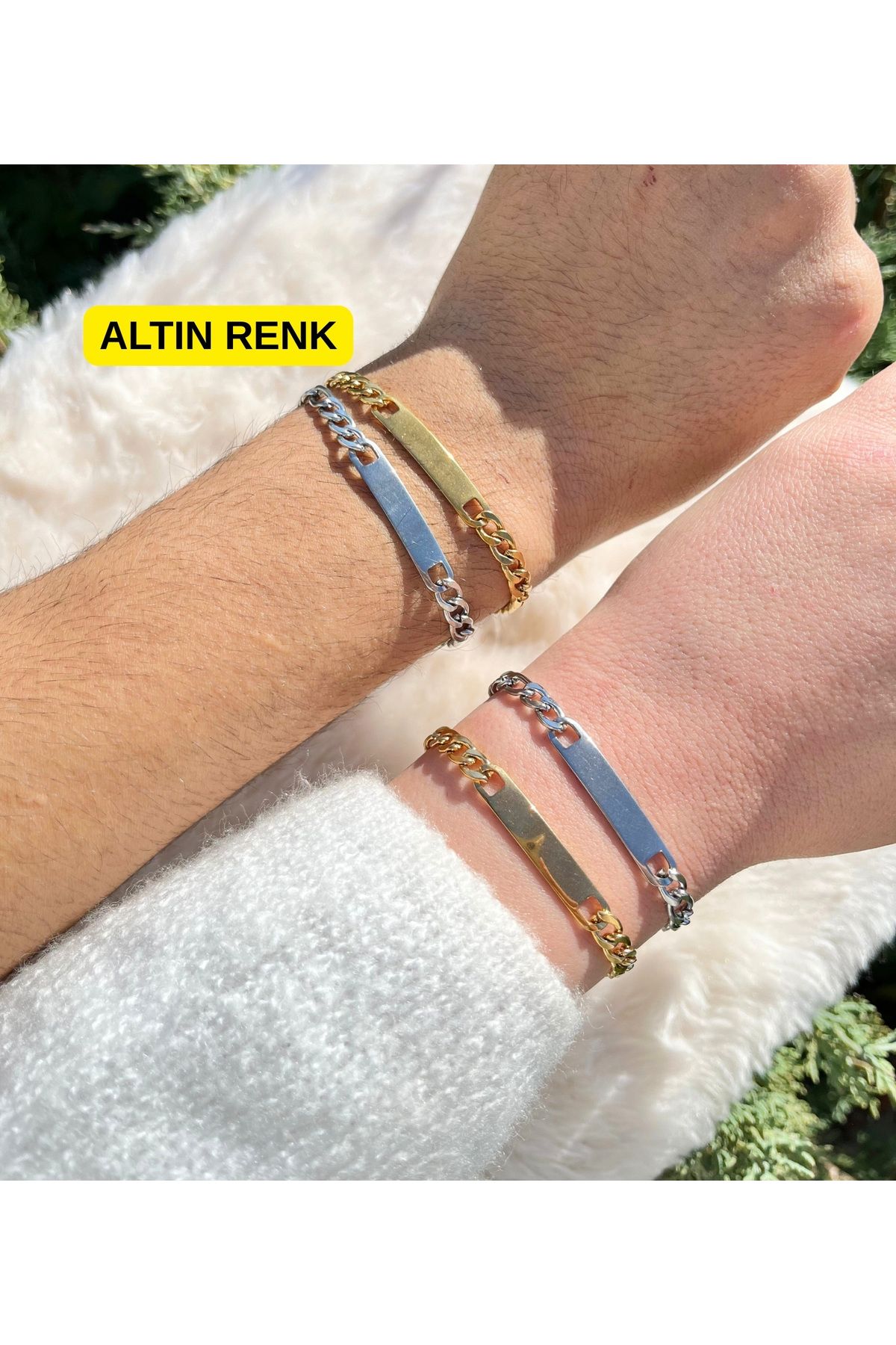 Çelik Antialerjik Zincir Plaka Bileklik 1 Adet