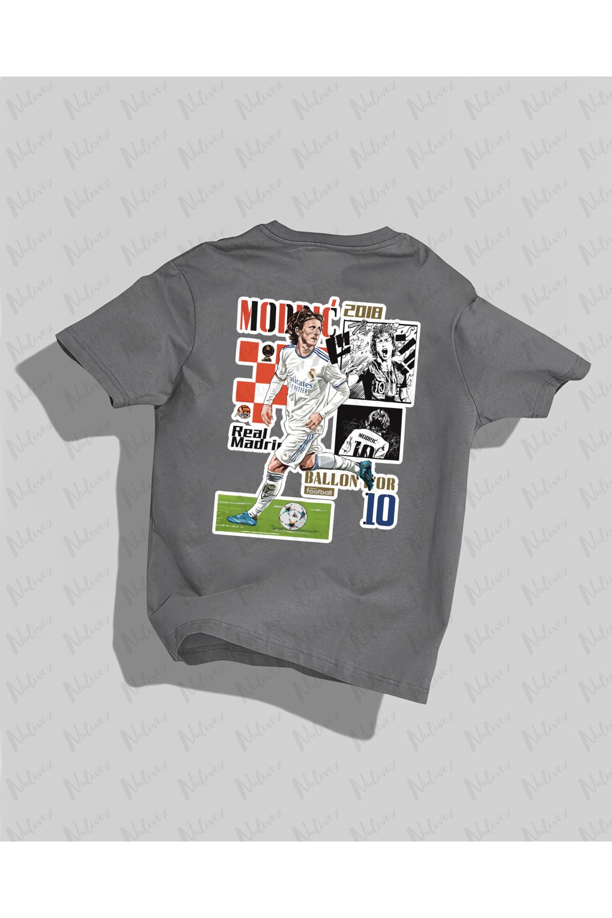 Nulivez Real Madrid Tasarımı Sırt Baskılı Yüksek Kalite Kompakt Unisex Oversize T-Shirt