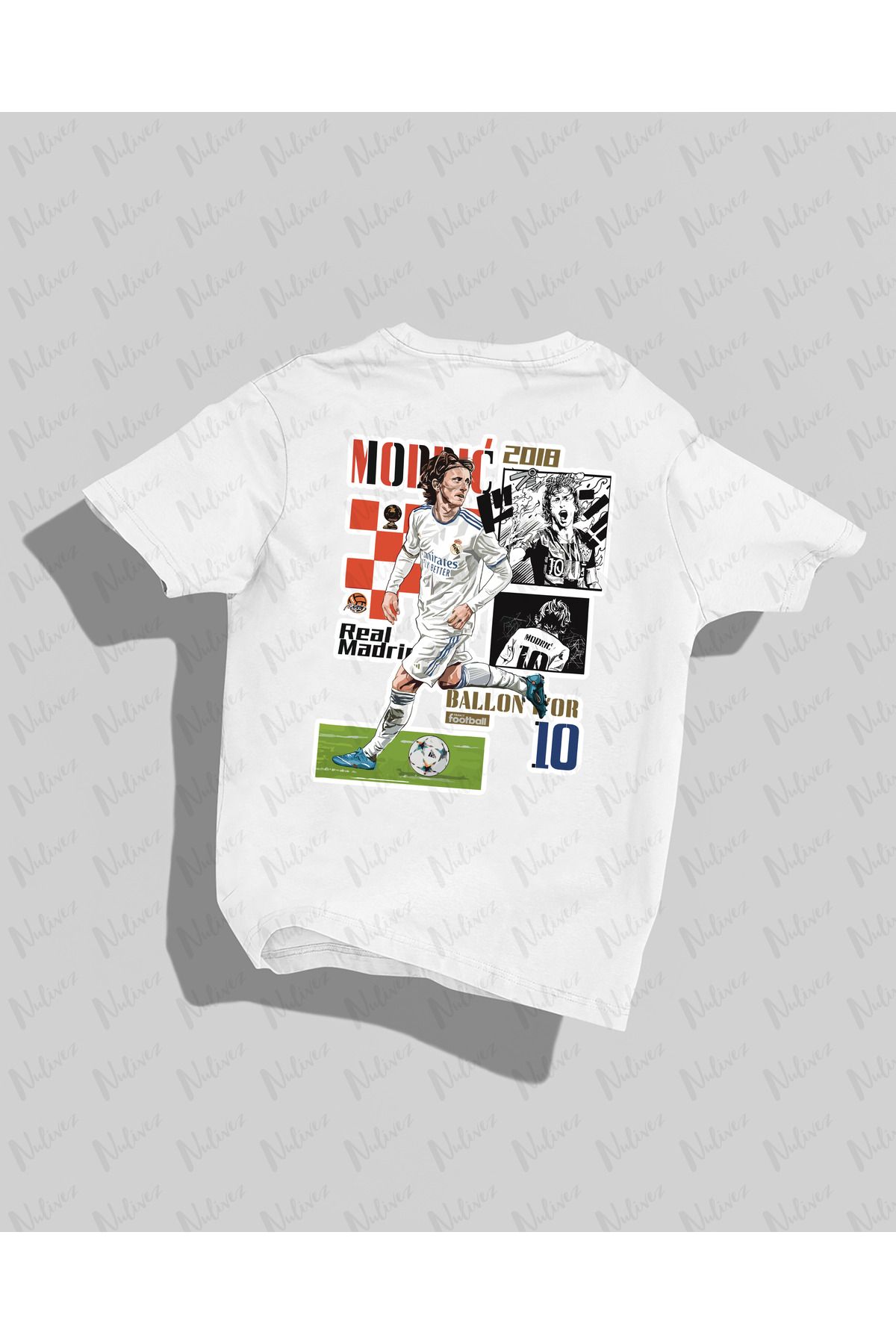 Nulivez Real Madrid Tasarımı Sırt Baskılı Yüksek Kalite Kompakt Unisex Oversize T-Shirt