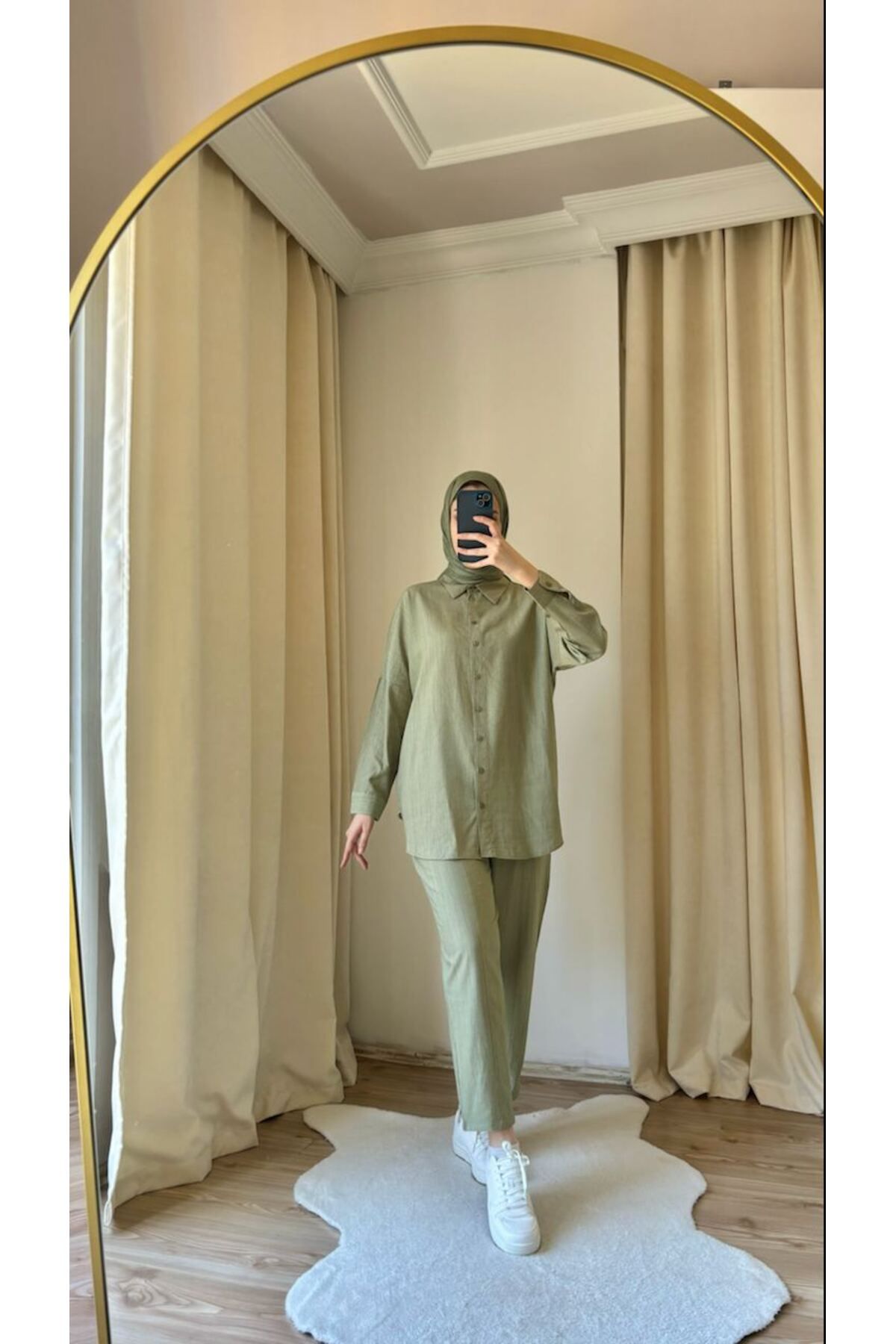 Suede Style 9053 - Şık Rahat Kadın Özel İnce Kumaş Pantolon Gömlek Takımı