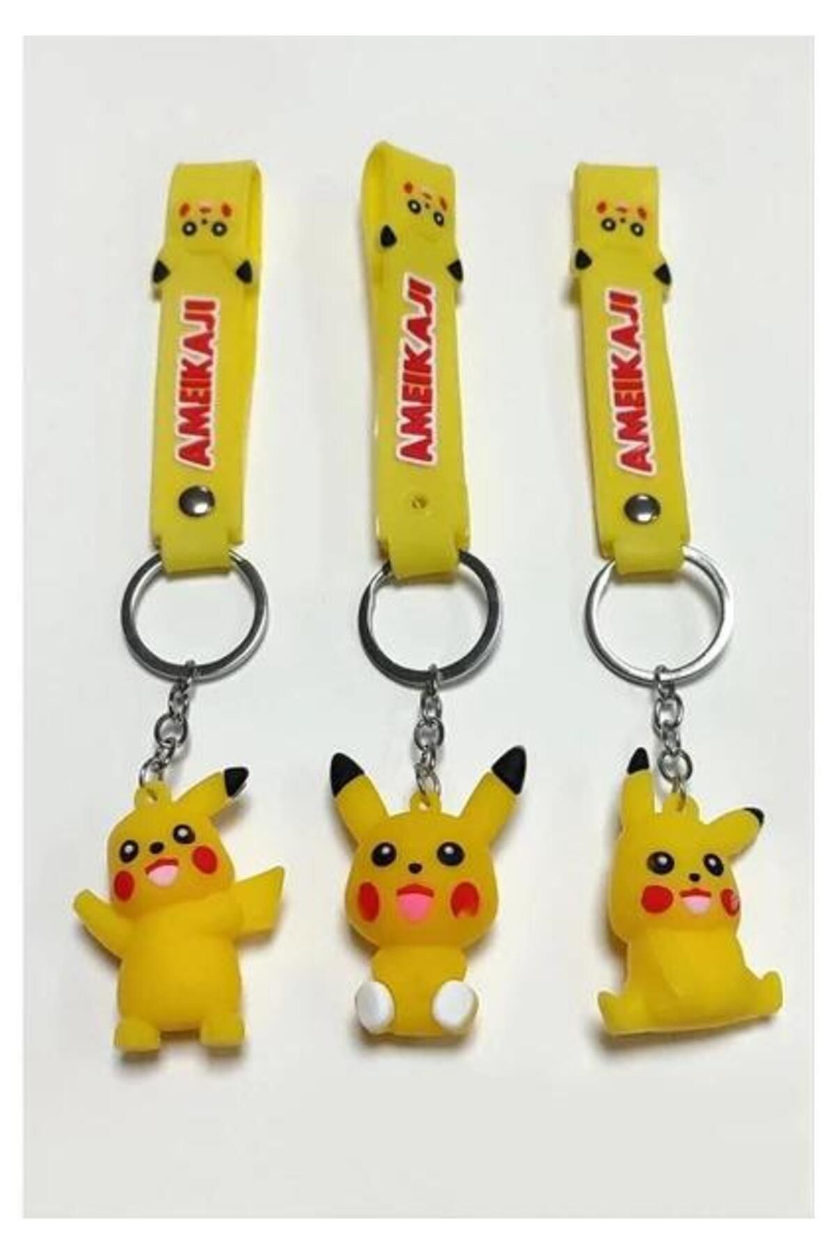 abnturk Pikachu 2 Adet Karakterli Sevimli Silikon Anahtarlık Çanta Süsü