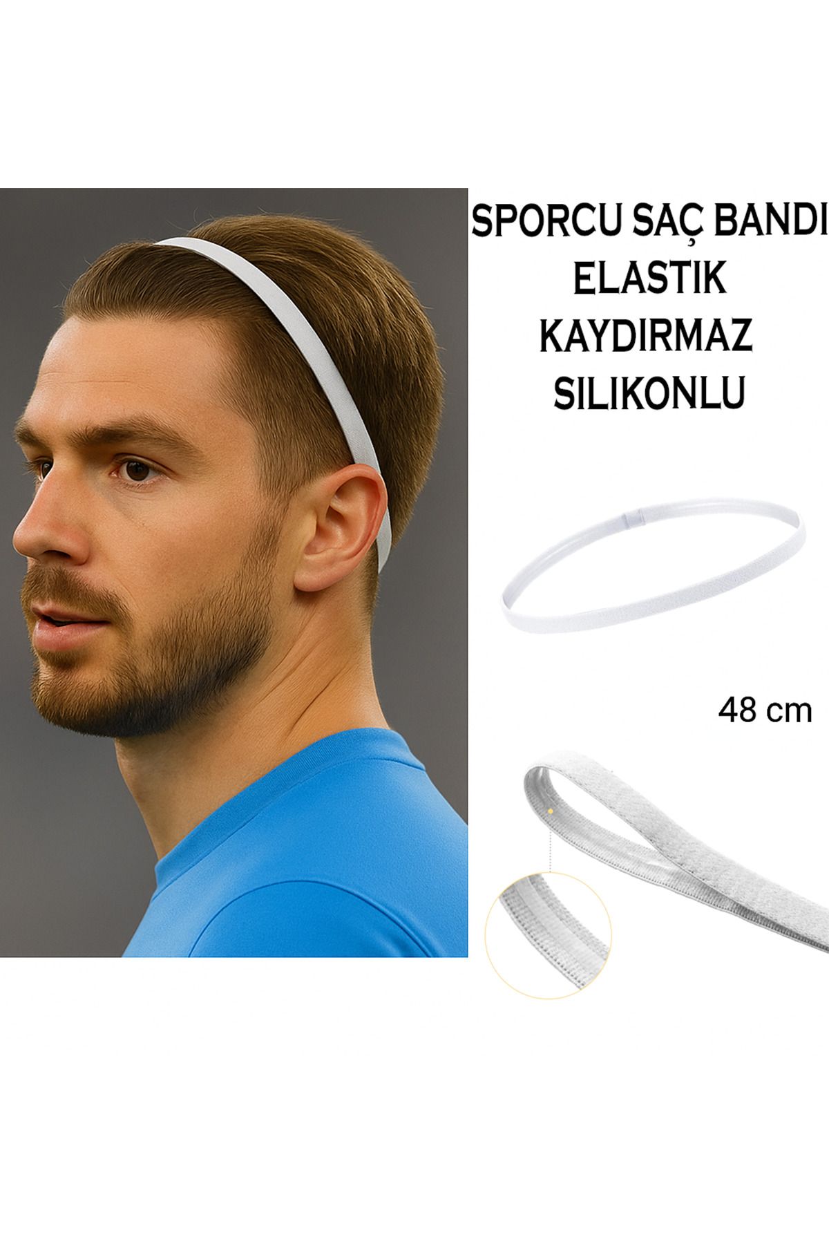 GAZELMANYA Kaydırmaz Silikonlu Saç Bandı Elastik Spor Futbol Saç Bandı Tokası Futbol Tokası Sporcu Saç Bandı