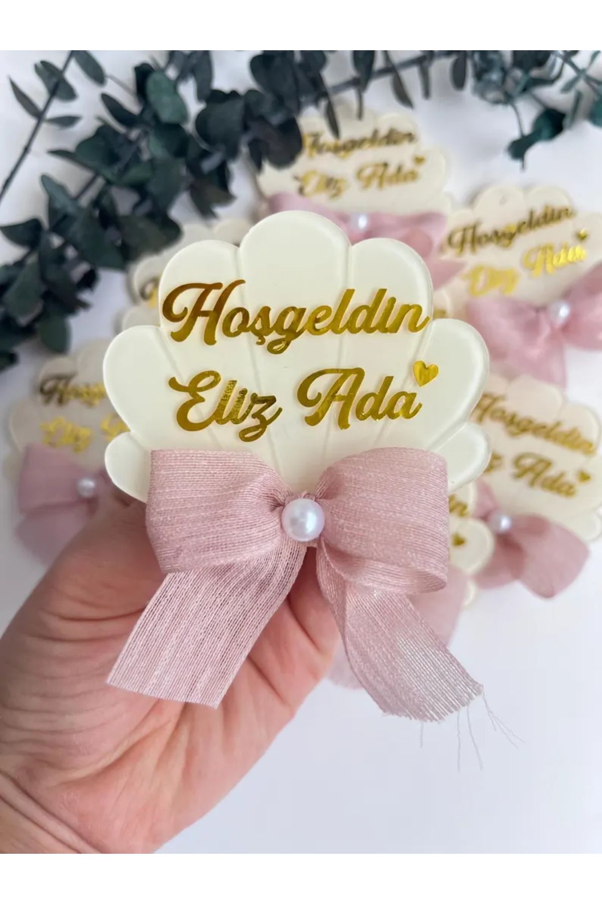 Pass Pano Fiyonklu İstiridye Model Hediyelik Bebek Magneti – 10'lu Set | 7 cm Pleksi