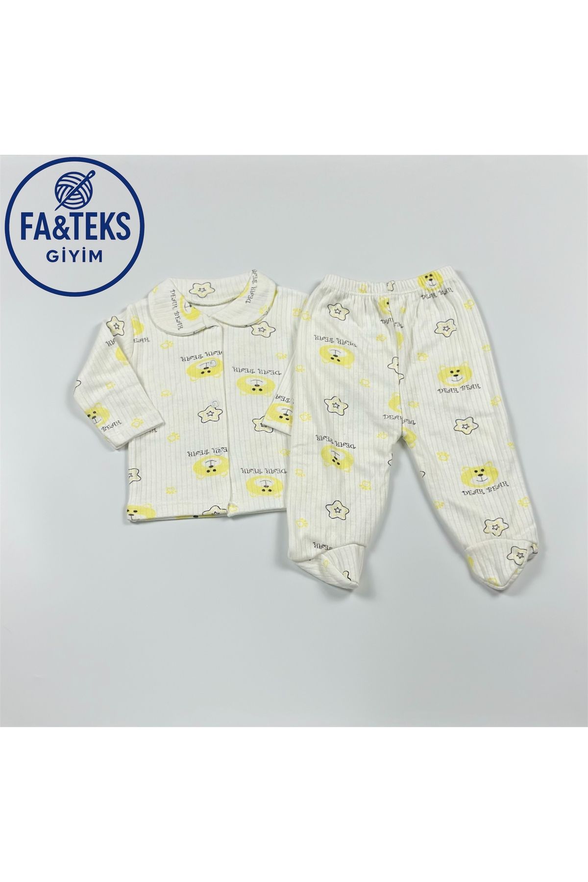 Butik Ayıcık Desenli Patikli Bebek Pijama Takımı