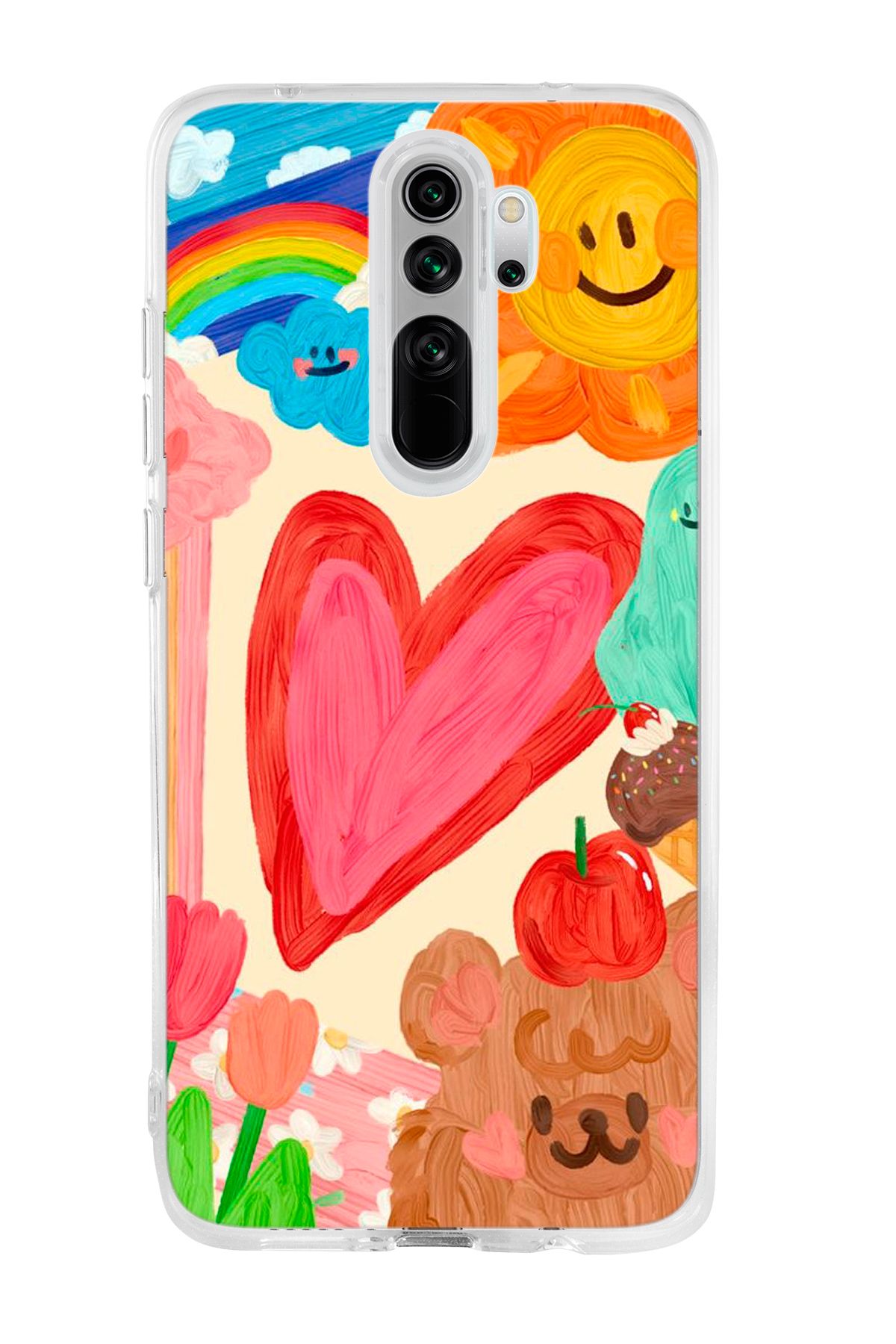 mooodcase Xiaomi Redmi Note 8 Pro Uyumlu Funny Desenli Şeffaf Silikonlu Telefon Kılıfı