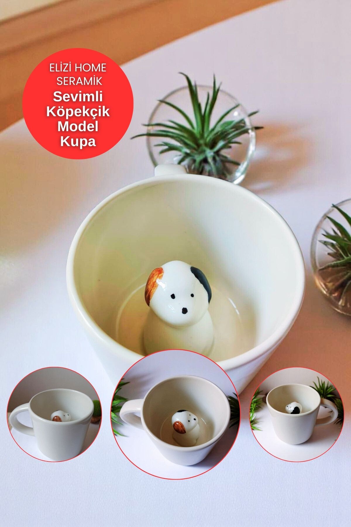 REAY HOME El Yapımı Seramik Sevimli Köpekçik Model Mug Kupa Fincan | Mug Fincan Kupa Kahve Kupası