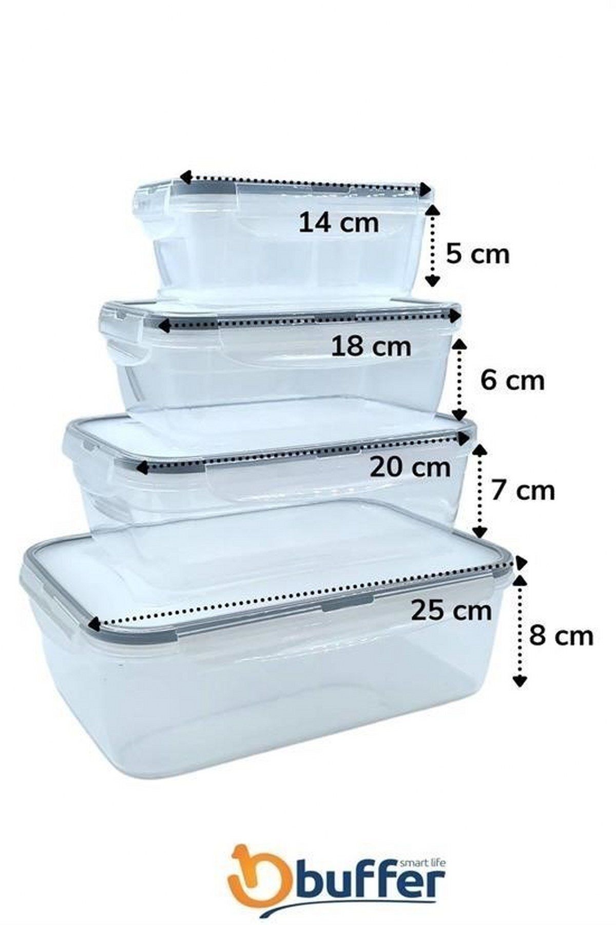 tedaks-4-Piece Plastic Food Storage Containers with Interlocking Seal and Locking Lid LC315 6