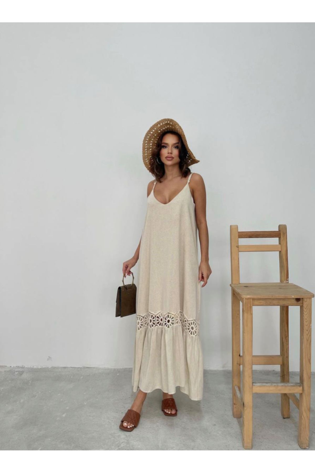 SKYstyles Ayarlanabilen askılı katen astarlı elbise