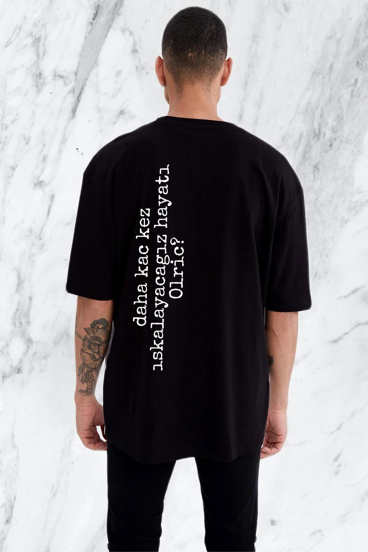 donamod Erkek Oversize Olric Sırt Baskılı Siyah Replik Tshirt