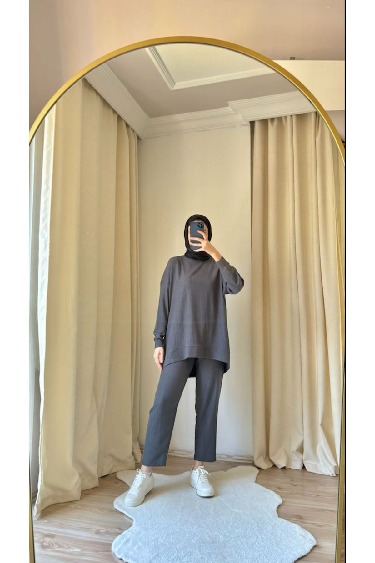 Suede Style 9105 - Şık Rahat Kadın Özel İnce Kumaş Pantolon Bluz Takımı