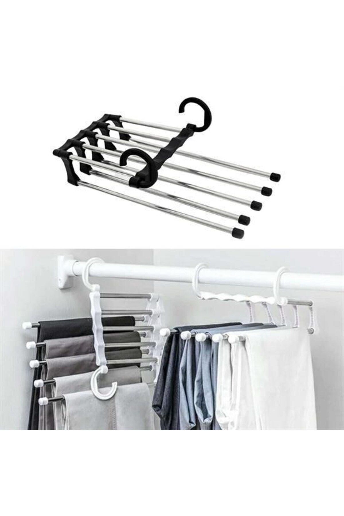 Vemora BUFFER® Hareketli Dolap İçi Pantolon Kravat Şal Askı Sistemi Düzenleyici Katmanlı Askılık Organizer