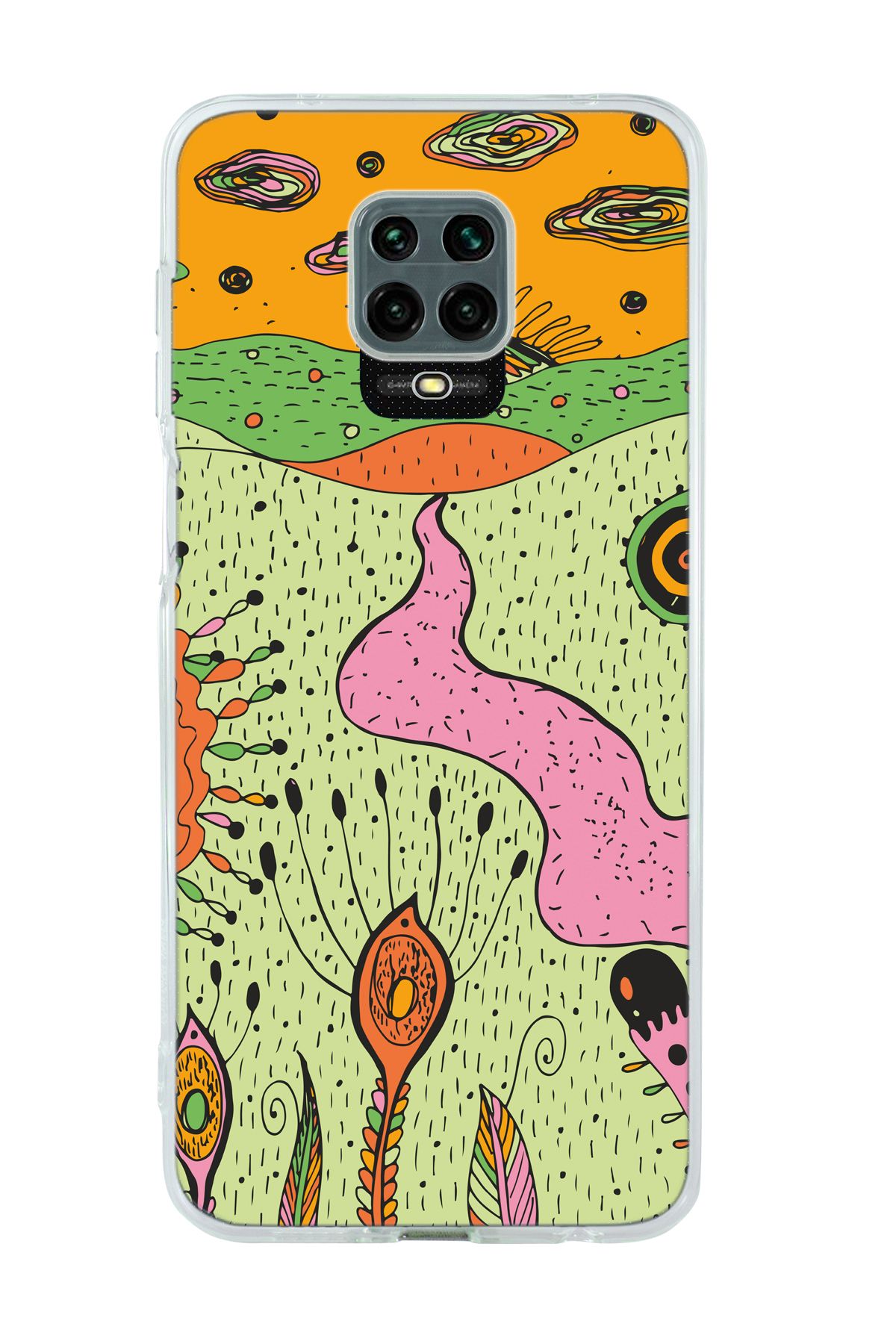 mooodcase Xiaomi Redmi Note 9 Pro / Note 9s Uyumlu Renkli Düşler Desenli Şeffaf Silikonlu Telefon Kılıfı