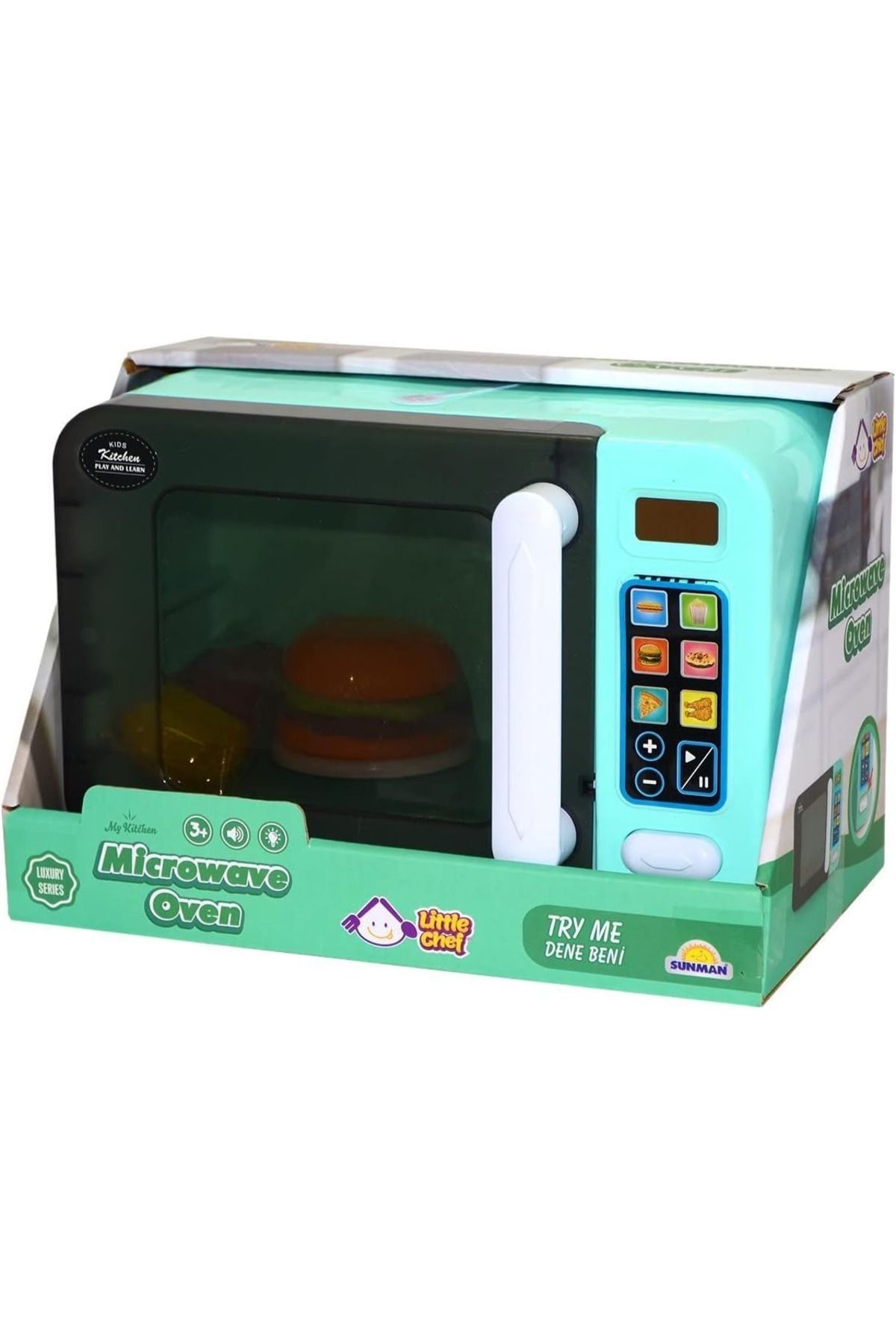 sunman oyuncak LİTTLE CHEF MİCROWAVE OVEN MİKRODALGA FIRIN EV ALETİ SESLİ IŞIKLI PİLLİ 3+
