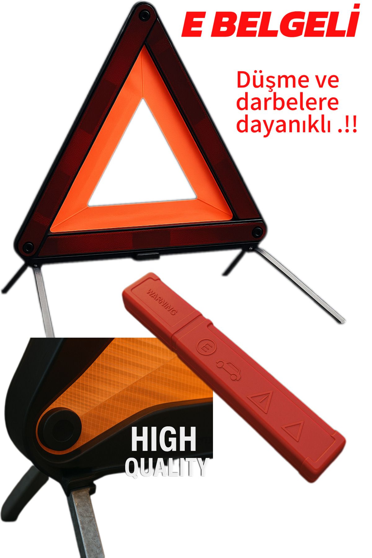 Addent Tüv Onaylı E Belgeli Üçgen Reflektör 2 Adet | Kırılmaya Dayanıklı | Ihracat Kalitesi