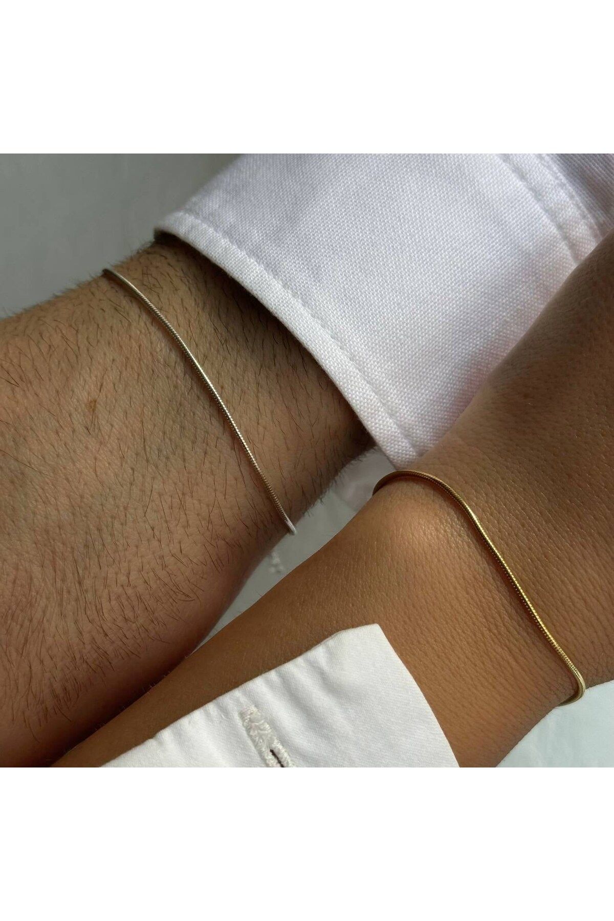 beonejewelry İNCE SNAKE ZİNCİR ÇİFT BİLEKLİĞİ | 925 GÜMÜŞ RENK