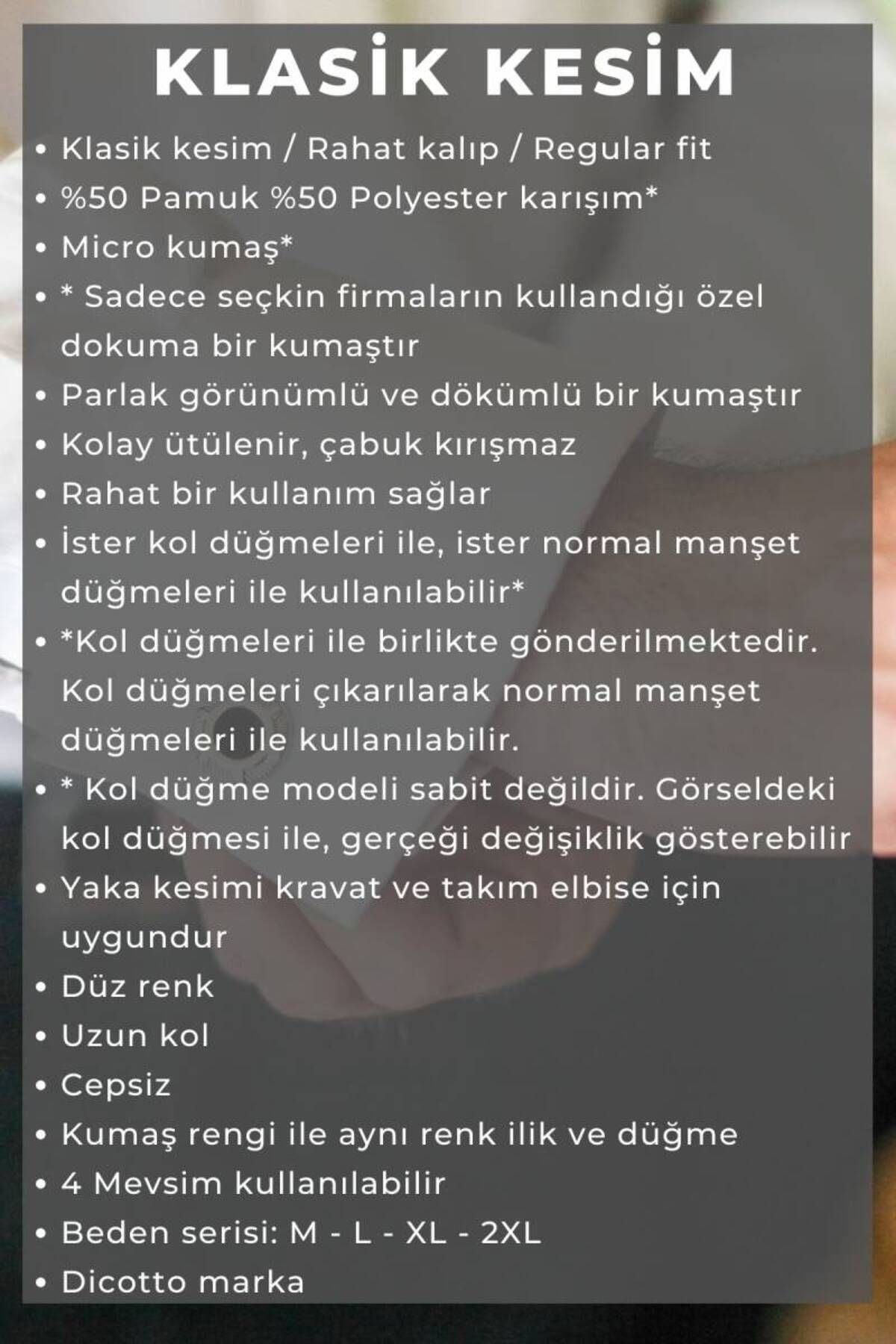 Dicotto-Cămașă albă pentru bărbați, cu croială relaxată, cu mâneci cu nasturi - 190-1 4