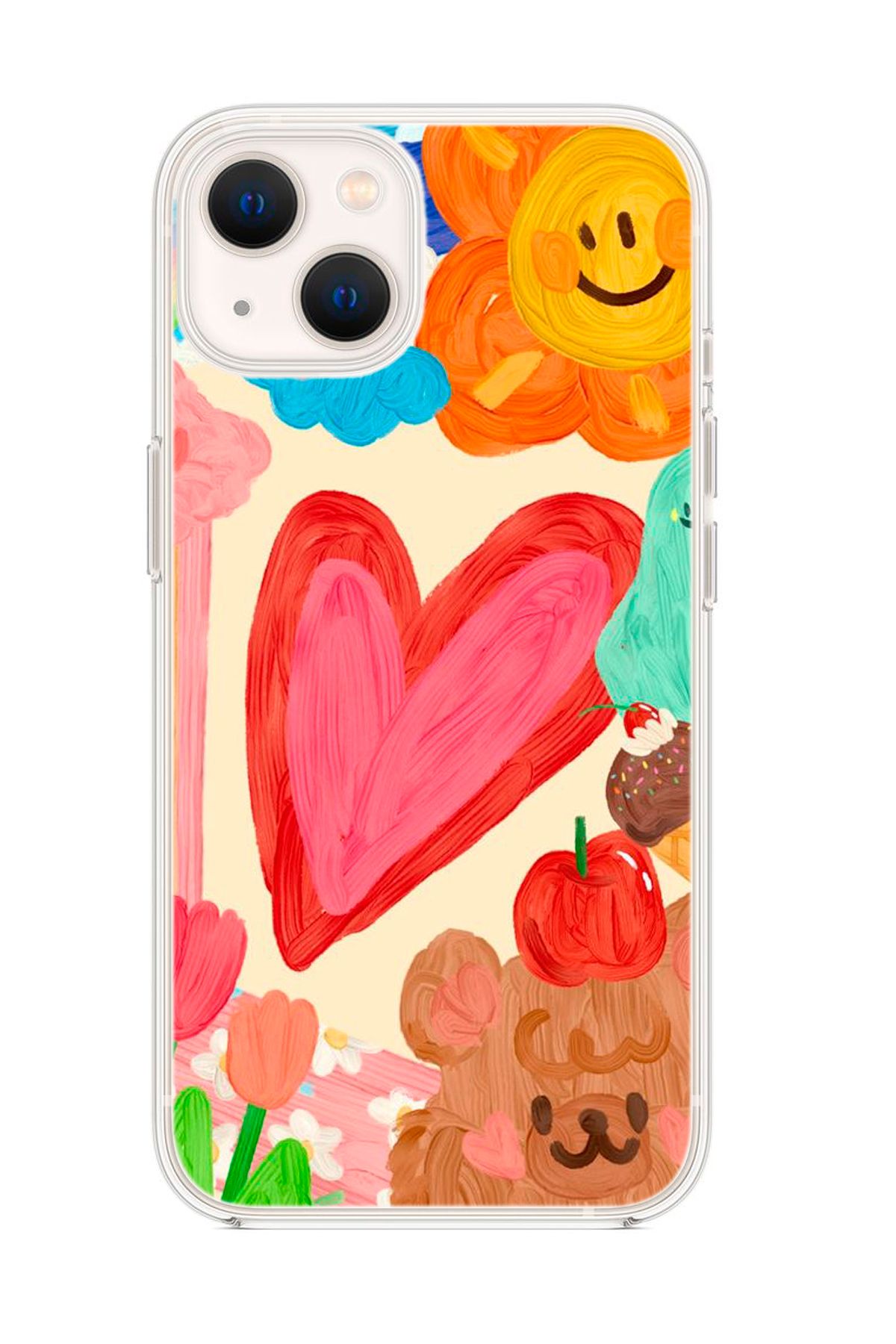 mooodcase iPhone 14 Uyumlu Funny Desenli Şeffaf Silikonlu Telefon Kılıfı