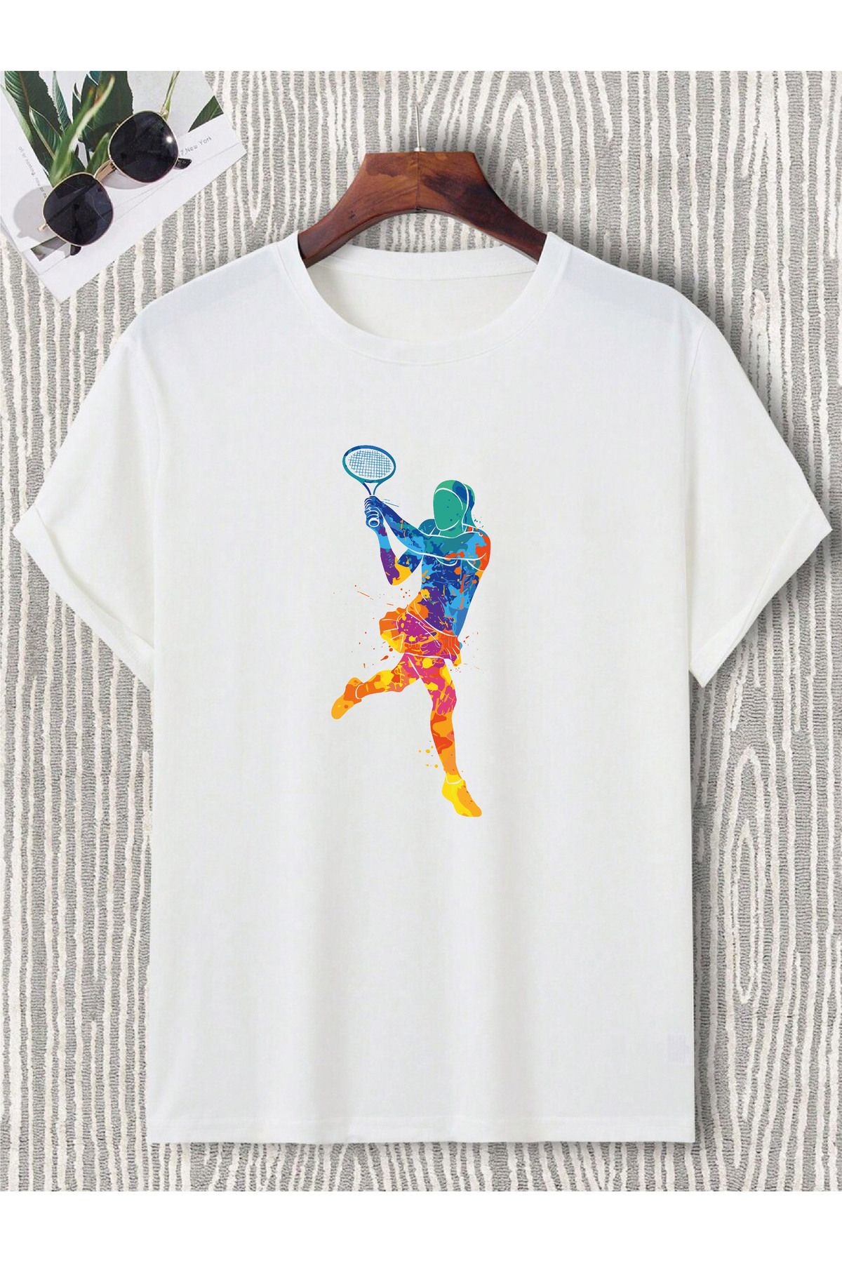 donamod Unisex Oversize Tenis Tennis Raket File Top Sever Hediye Doğum Günü Arkadaş Tişört T shirt