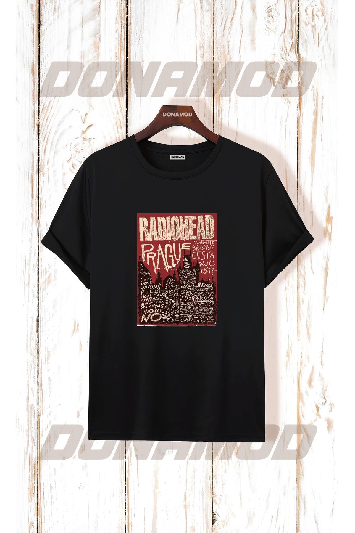 donamod Siyah Beyaz Oversize Radiohead Rammstein Angel Opeth Burzum Rock Metal Black Müzik Tişört T shirt