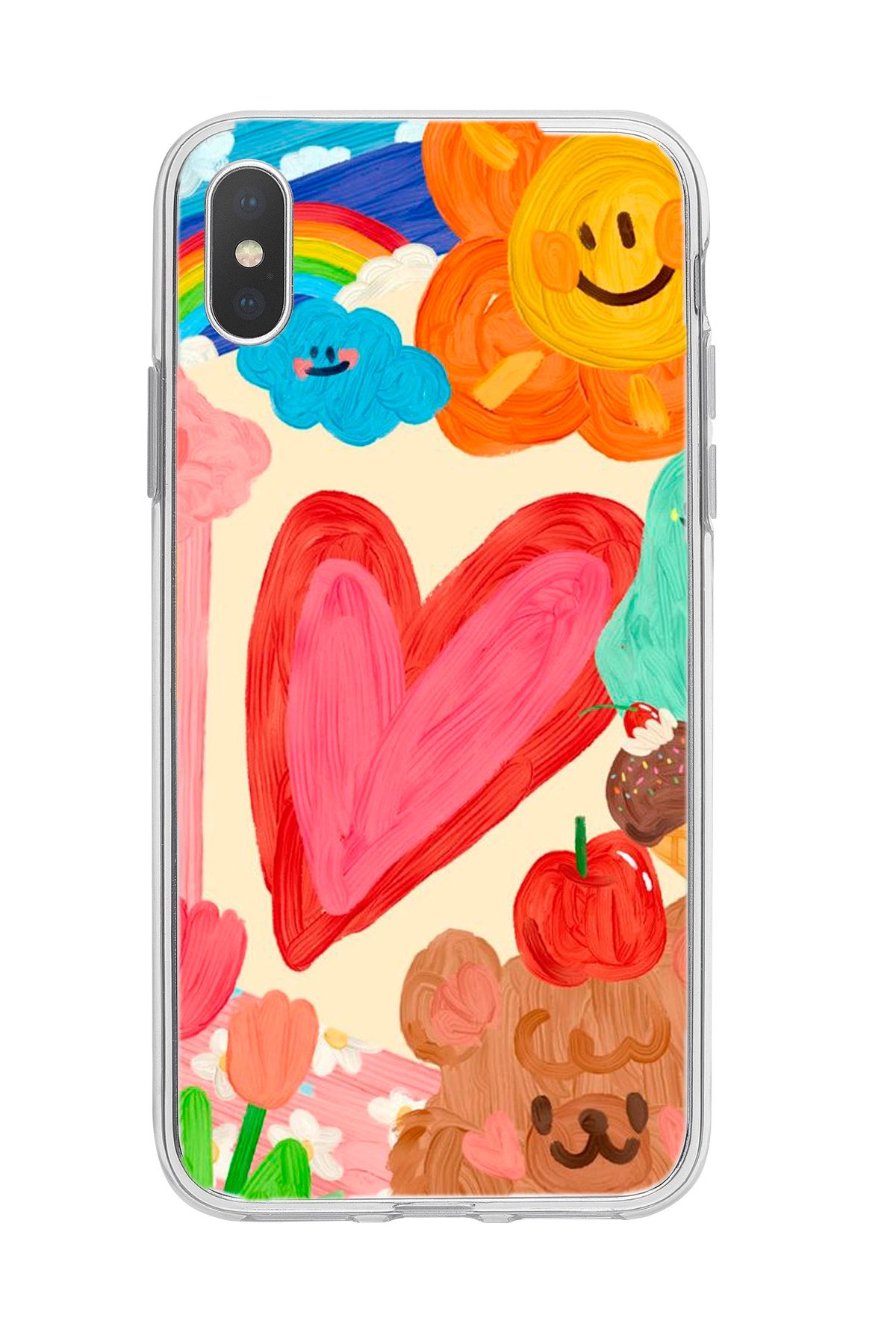 mooodcase iPhone Xs Max Uyumlu Funny Desenli Şeffaf Silikonlu Telefon Kılıfı