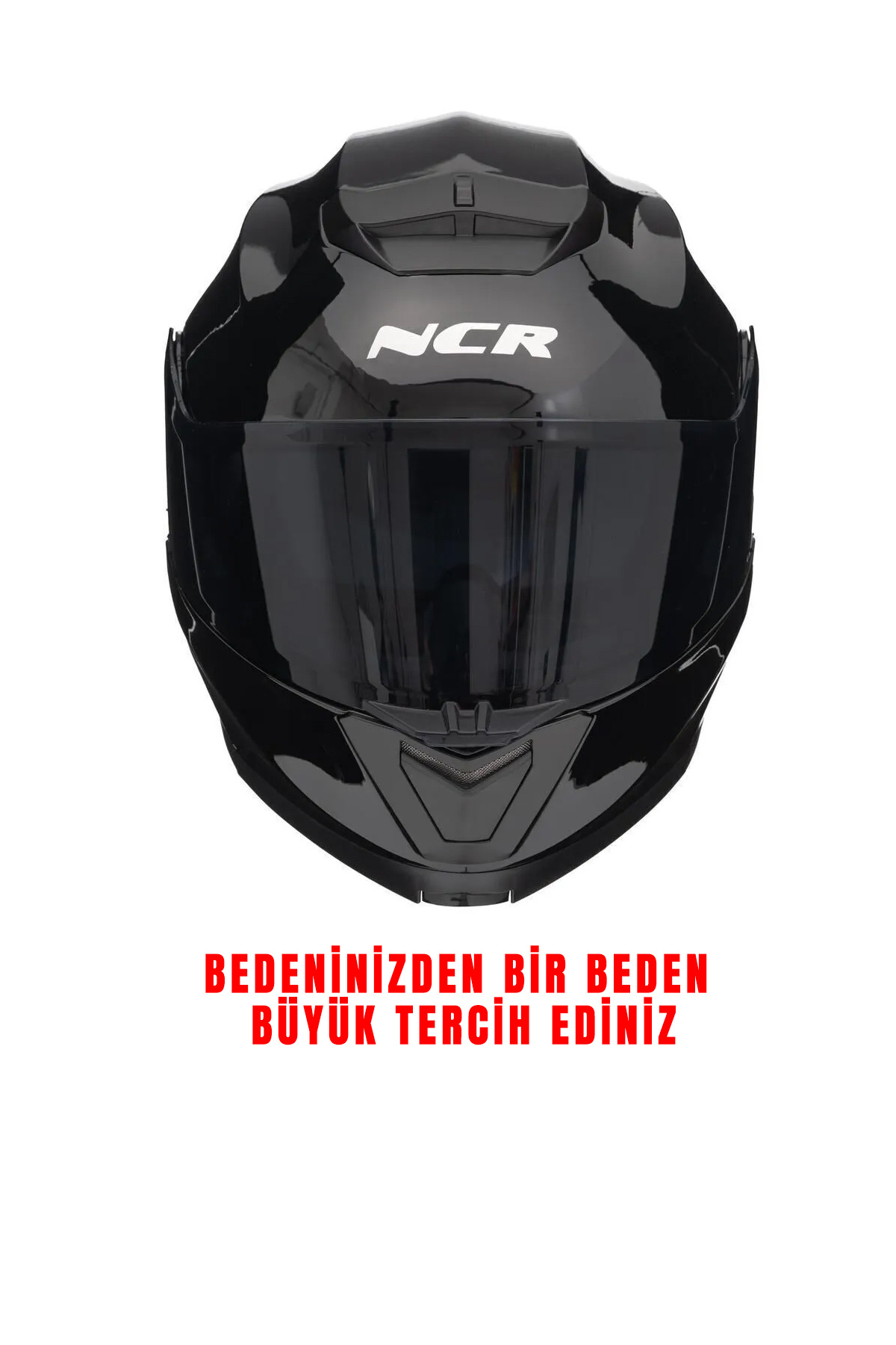 NCR Stars Çene Açılır Parlak Kask Siyah Vizörlü