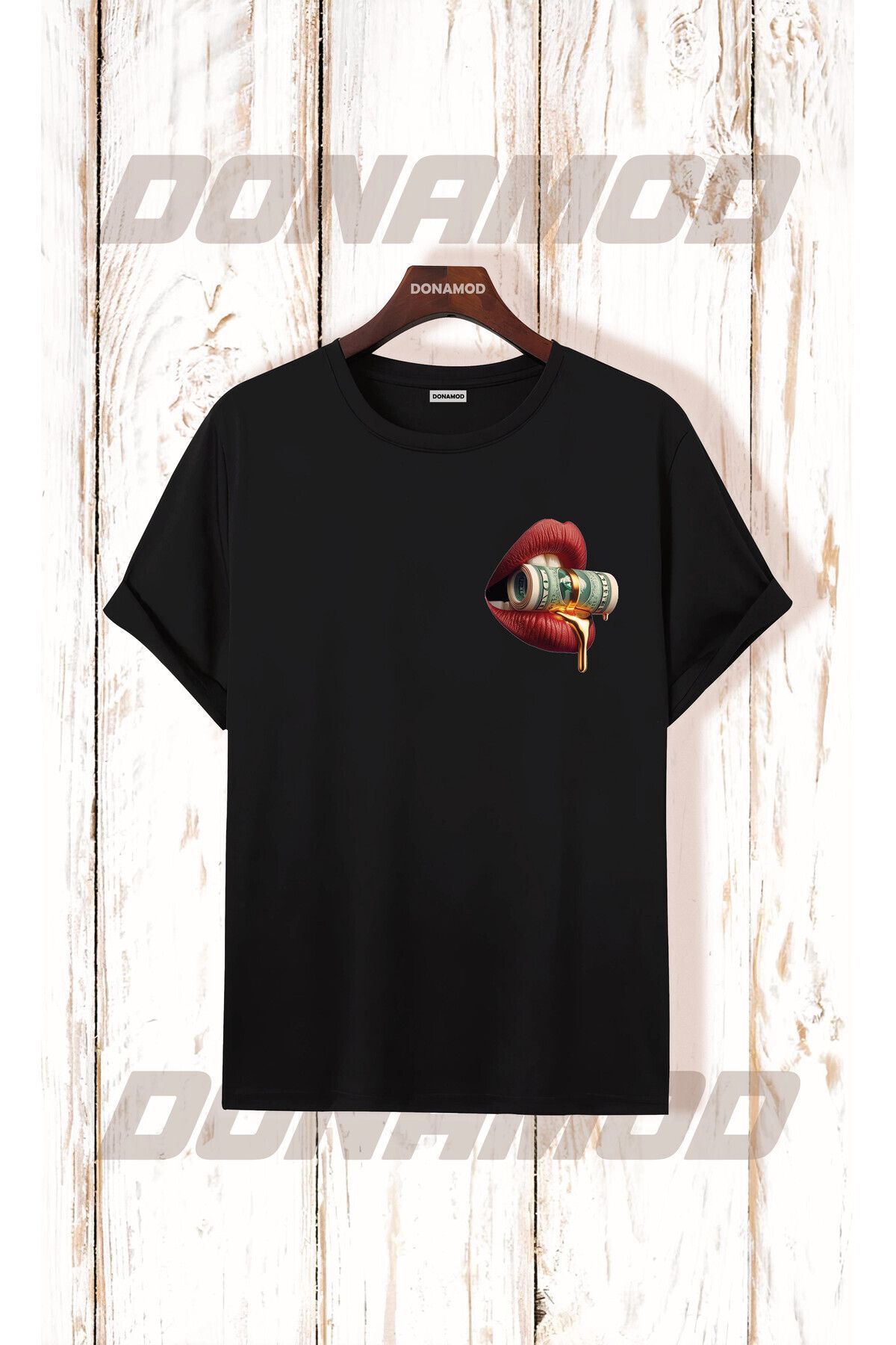 donamod Dudak Meyve Sebze Çilek Renkli 3 Boyutlu Kız Kardeş Hediye Doğum Günü Siyah Beyaz Tişört T shirt