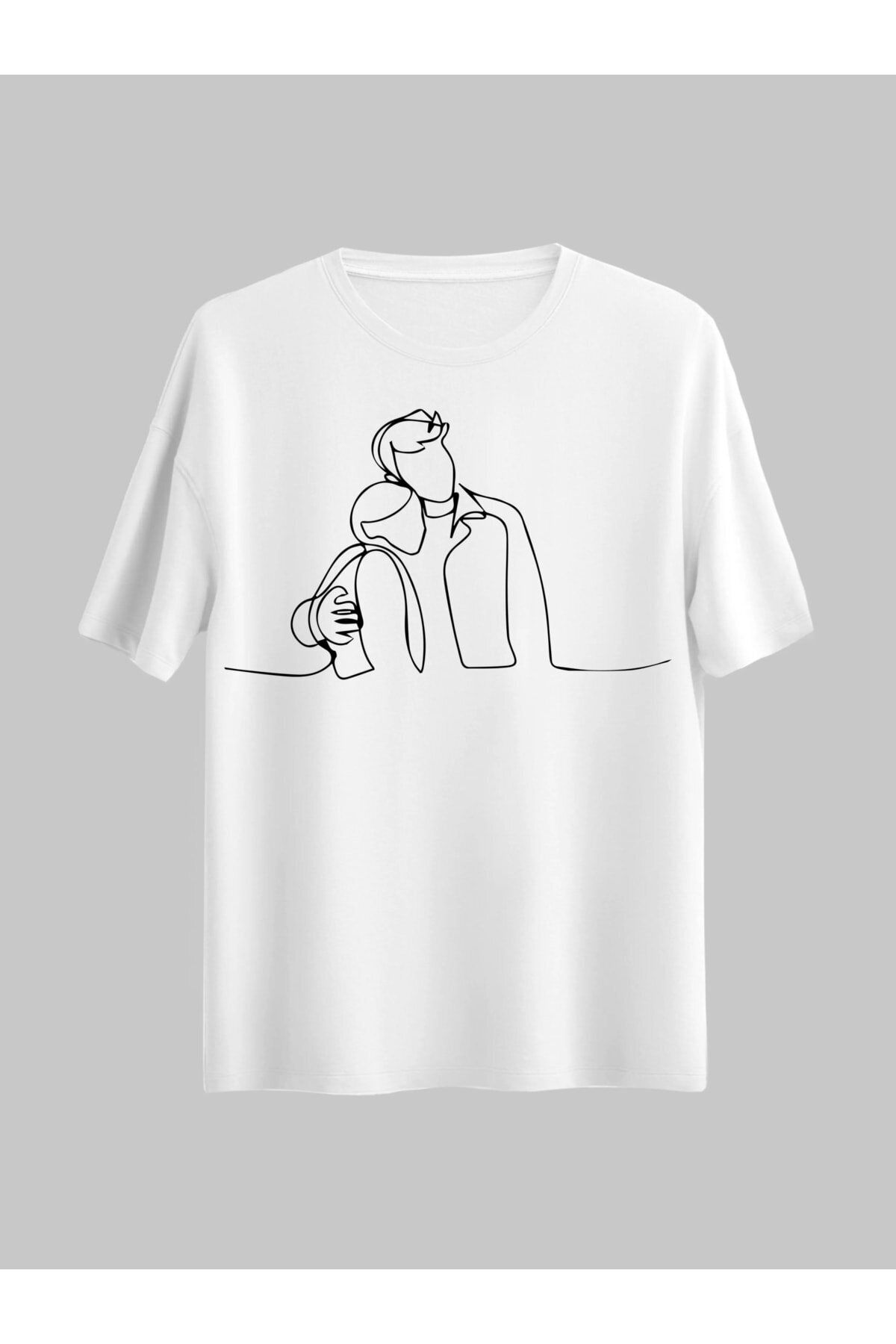 donamod Unisex Sevgili Özel Minimal Tasarım Tshirt