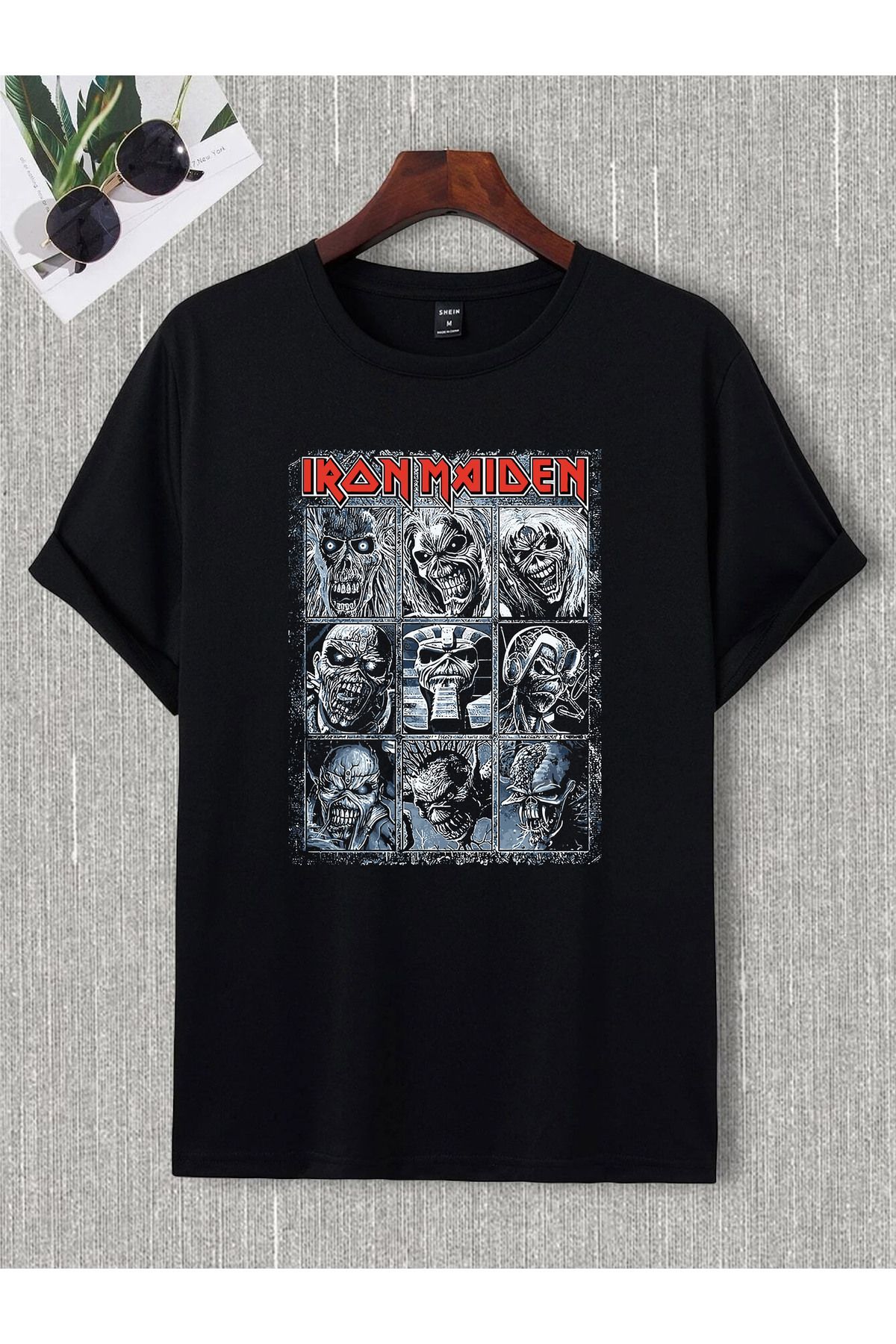 donamod Unisex Oversize Iron Madıen Black Sabbath Ac Dc Metallıca Pantera Slipknot Rock Metal Tişört T shirt