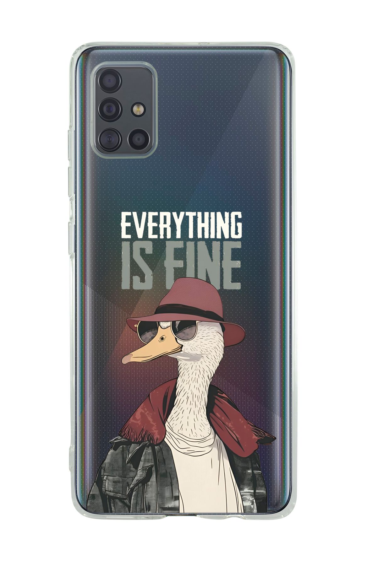 mooodcase Galaxy A71 Uyumlu Everything is Fine Desenli Şeffaf Silikonlu Telefon Kılıfı