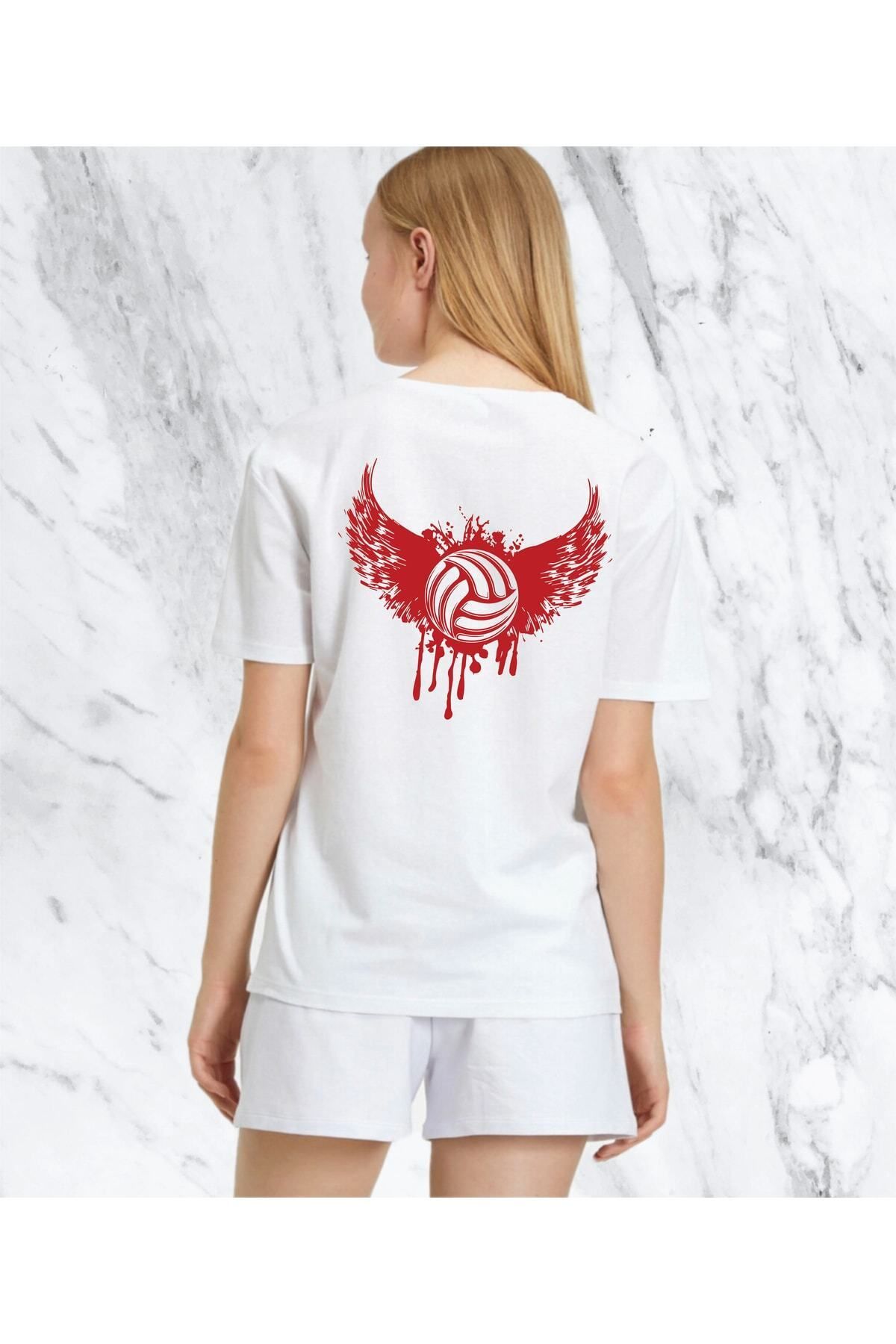 donamod Voleybol Volleyball Yazılı Kalp Ritim / Kombin Hediye Spor / Takım Unisex Regular Tshirt