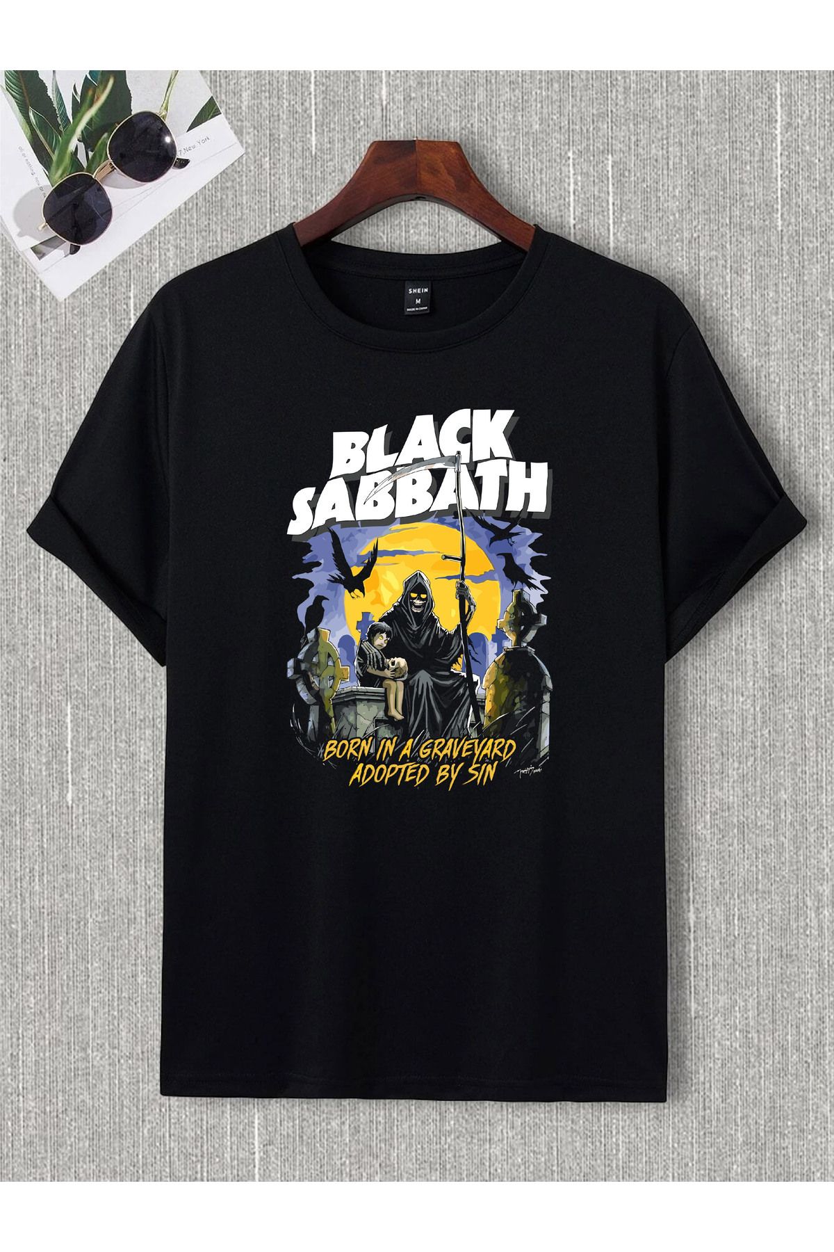 donamod Unisex Oversize Black Sabbath Ac Dc Iron Madıen Metallıca Pantera Slipknot Rock Metal Tişört T shirt