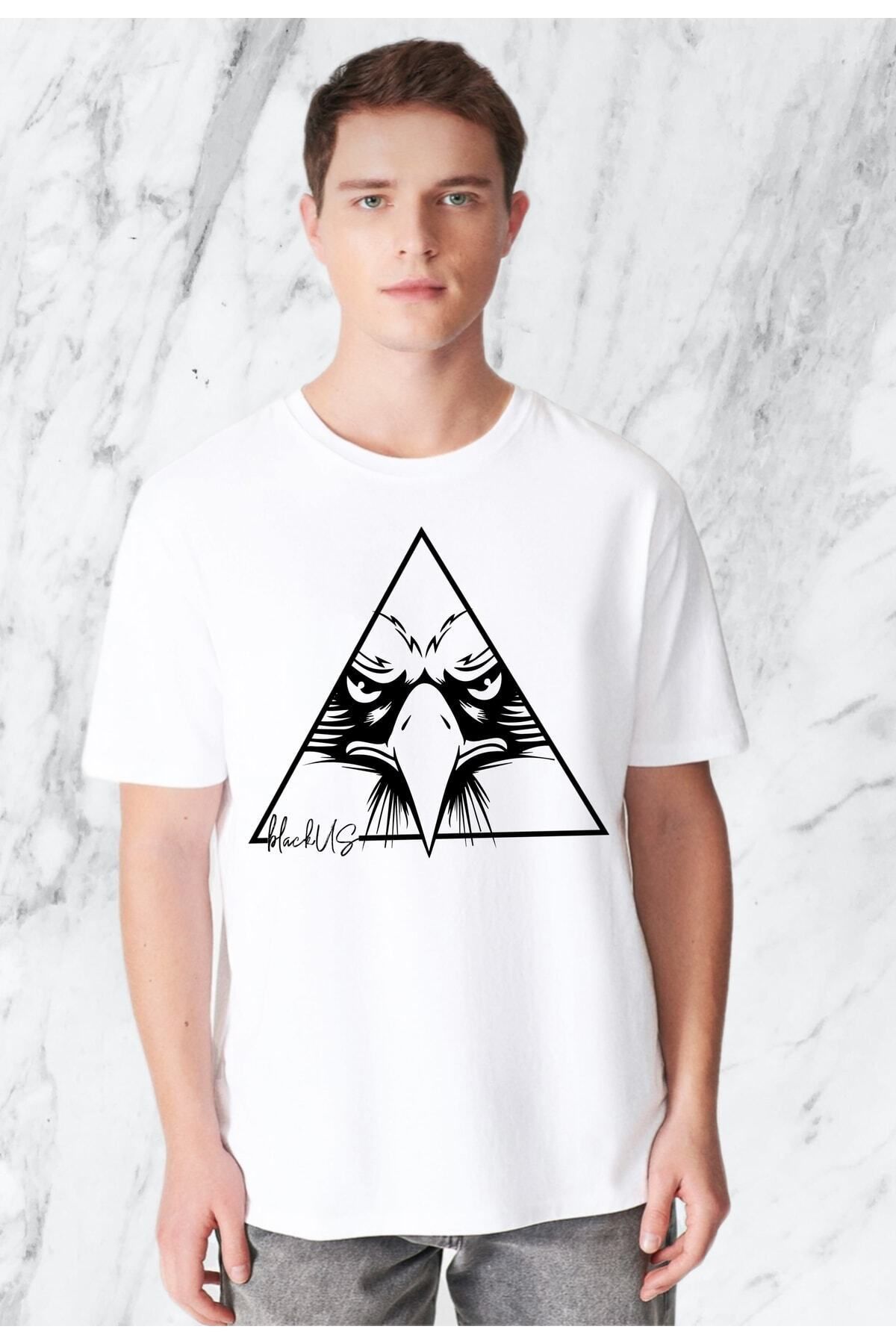 donamod Erkek Kartal Özel Tasarım Beyaz Regular Tshirt