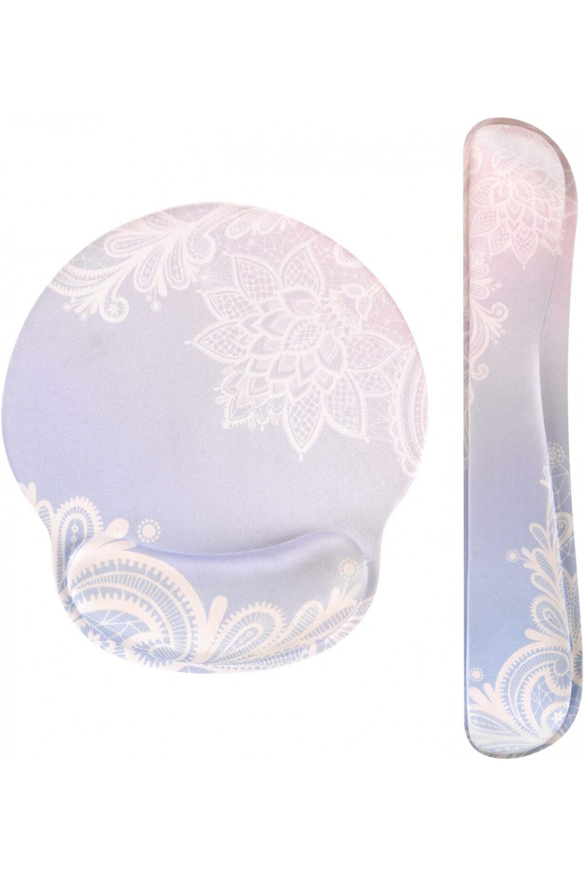 Haocoo-Mousepad And Wrist Rest Set, Memory Foam/pu Rubber, Pink/white/purple 1