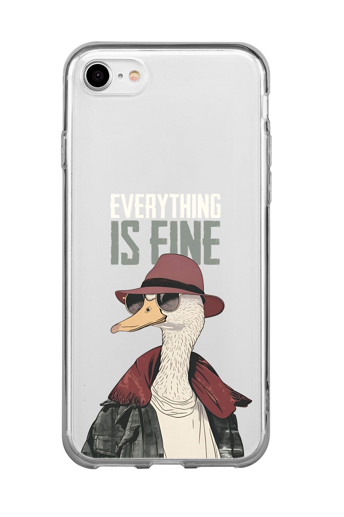 mooodcase iPhone 7 / 8 / SE Uyumlu Everything is Fine Desenli Şeffaf Silikonlu Telefon Kılıfı