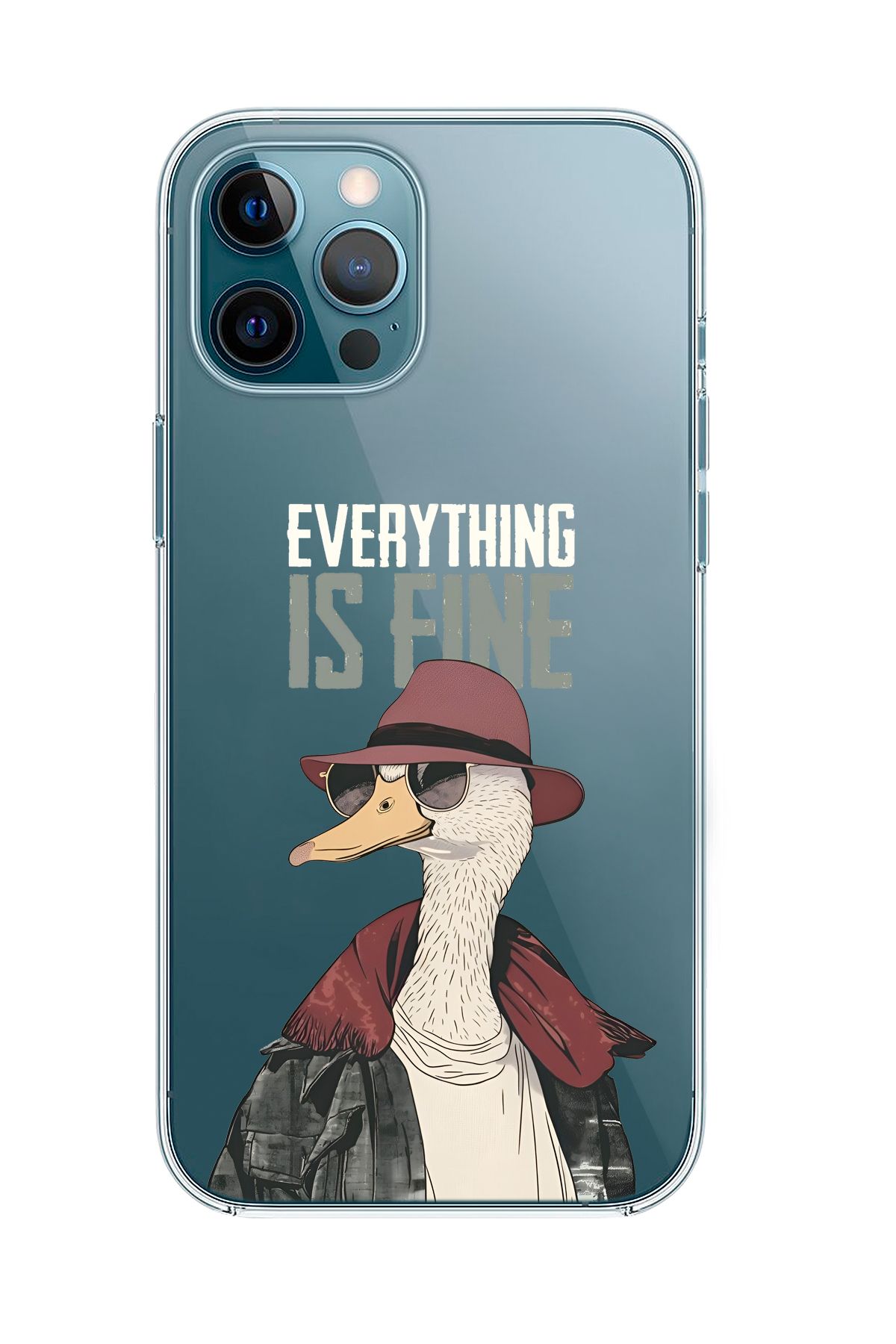 mooodcase iPhone 12 Pro Uyumlu Everything is Fine Desenli Şeffaf Silikonlu Telefon Kılıfı