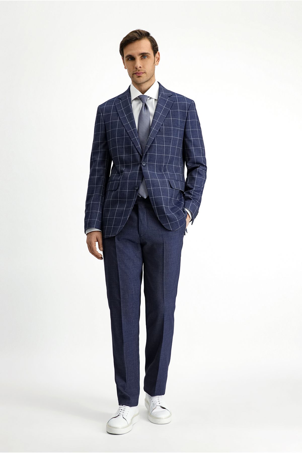 Kiğılı Slim Fit Dar Kesim Kareli Kombinli Takım Elbise