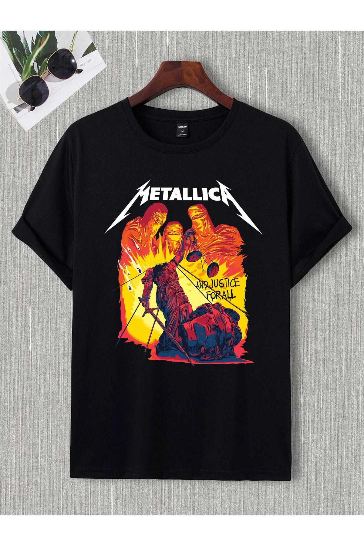 donamod Unisex Oversize Metallıca Iron Madıen Black Sabbath Ac Dc Pantera Slipknot Rock Metal Tişört T shirt
