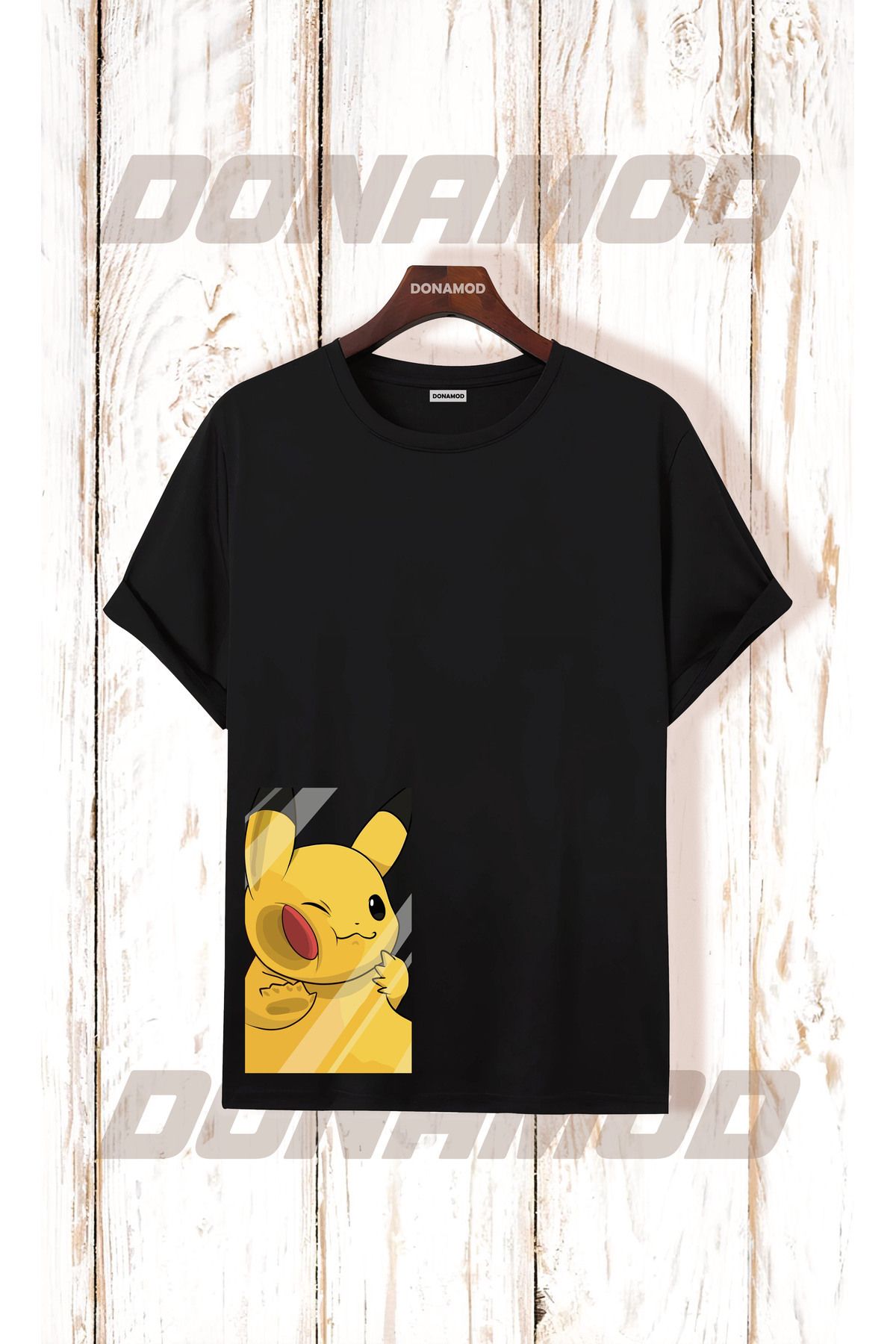 donamod Pikachu Pikaçu Pokemon Maske Çizgi Film Sarı Tasarımlı Hediye Arkadaş Tişört T shirt