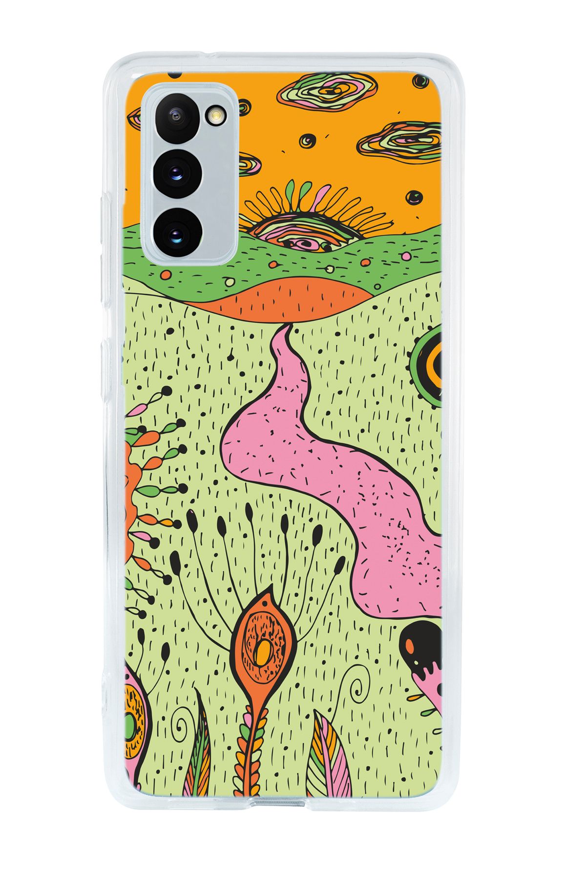mooodcase Galaxy S20 FE Uyumlu Renkli Düşler Desenli Şeffaf Silikonlu Telefon Kılıfı