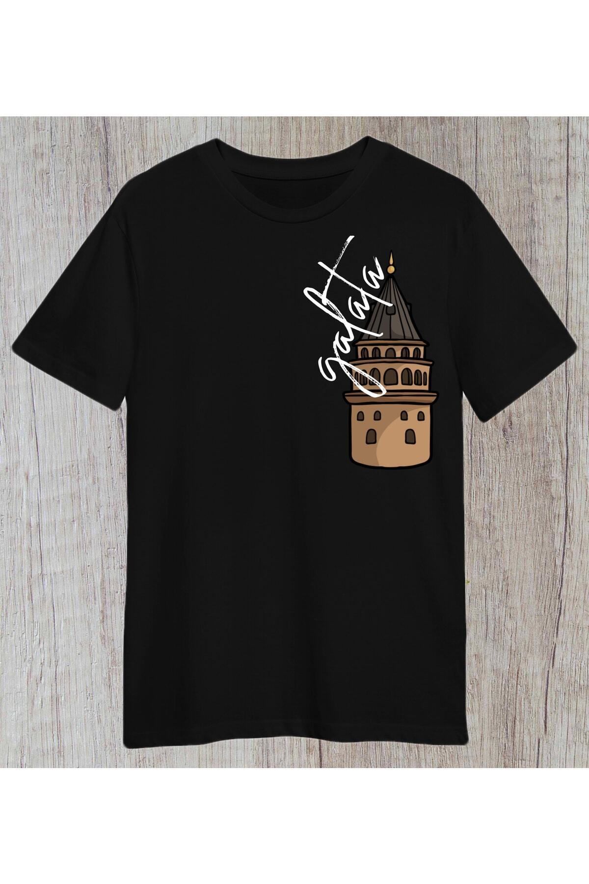donamod Erkek Galata Kulesi Tasarım Regular Tshirt