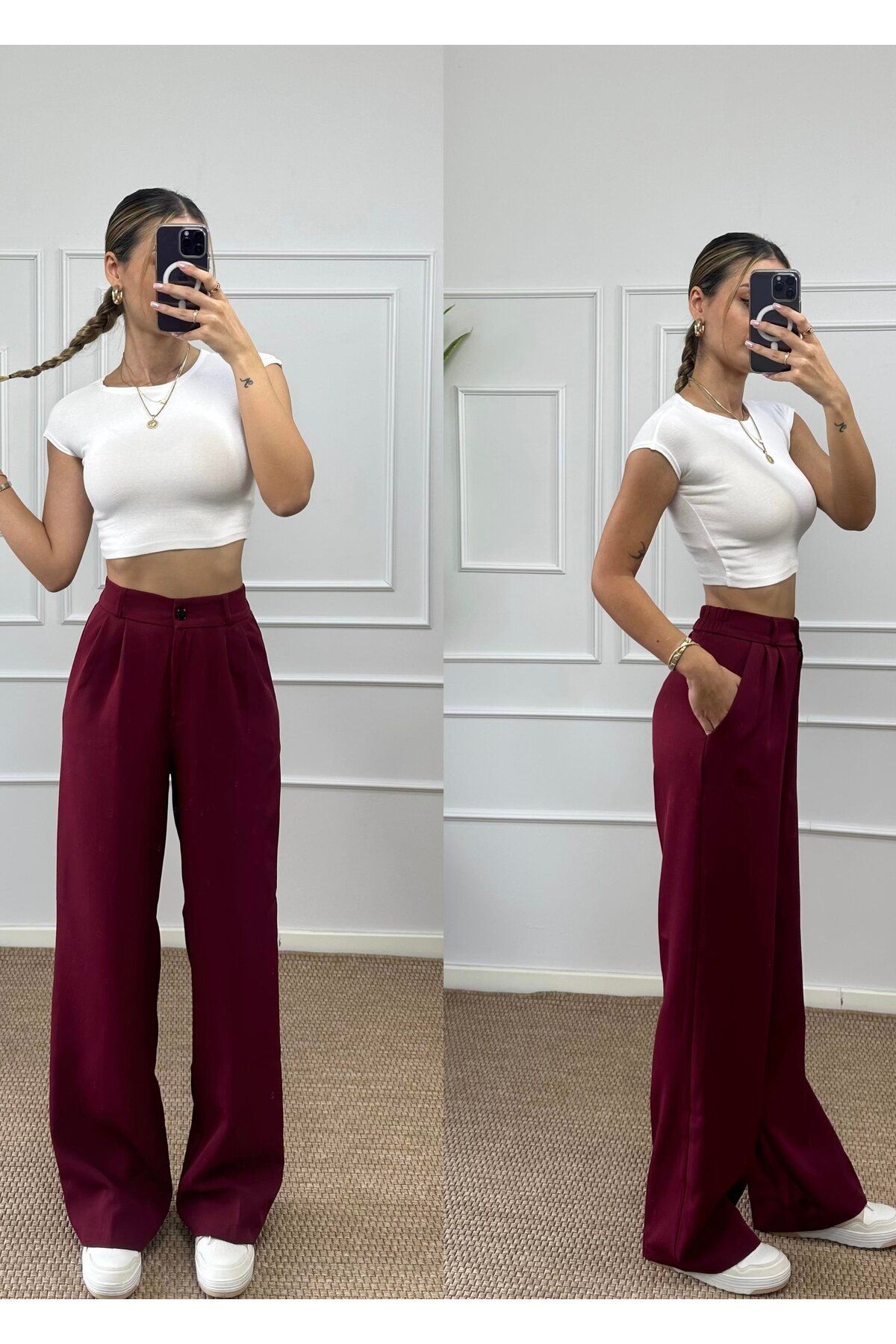 Rift Jeans Bel Lastik Detay Palazzo Pantolon