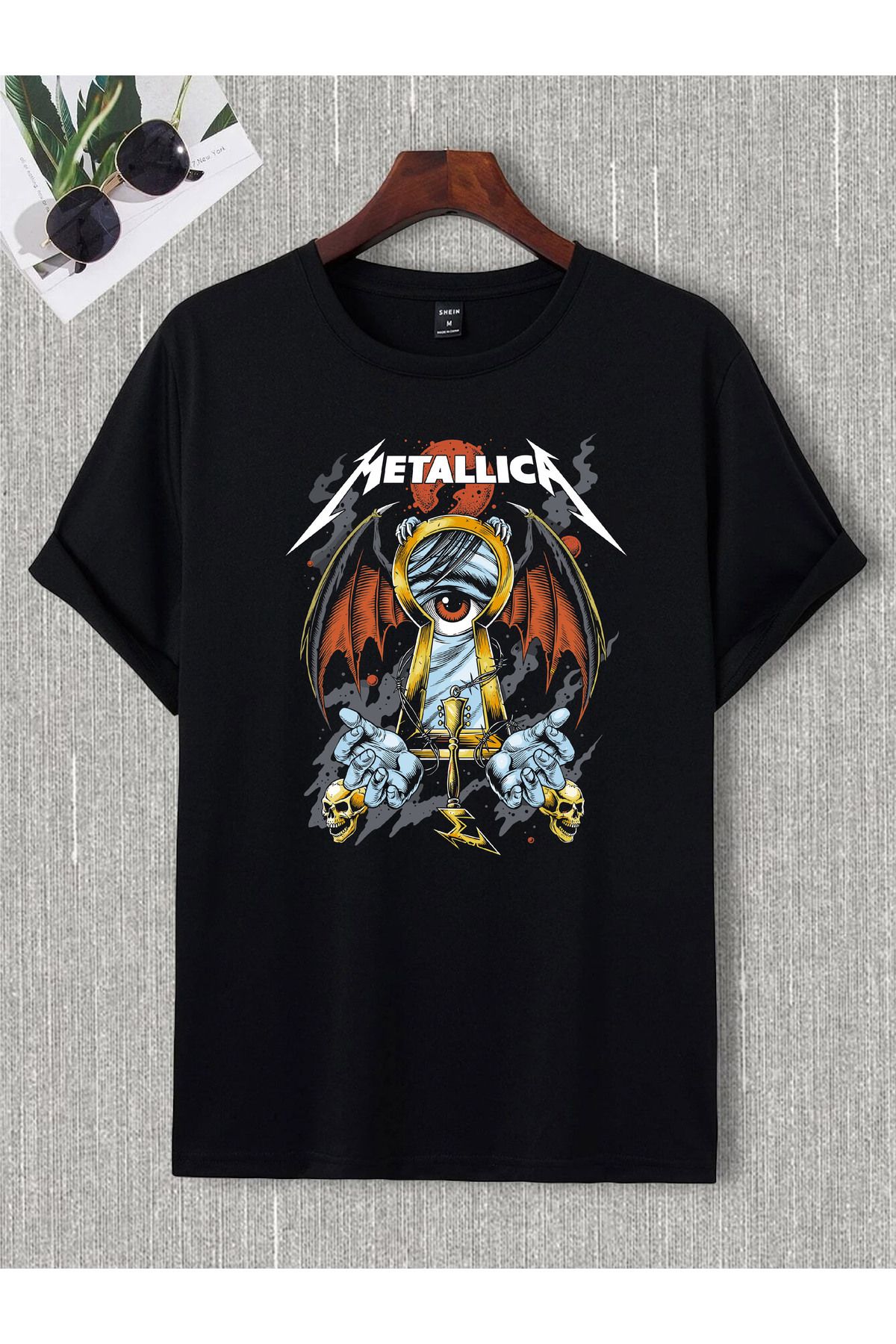 donamod Unisex Oversize Metallıca Iron Madıen Black Sabbath Ac Dc Pantera Slipknot Rock Metal Tişört T shirt