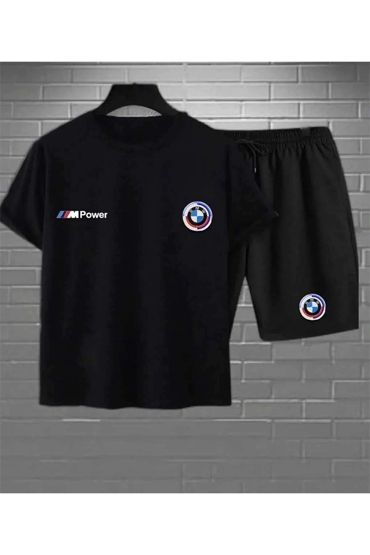 NEW TRENDY COLLECTİON Bmw Baskılı Original Ünisex Yazlık T-shirt ve Eşofman Altı 2 li Set Combin Takım