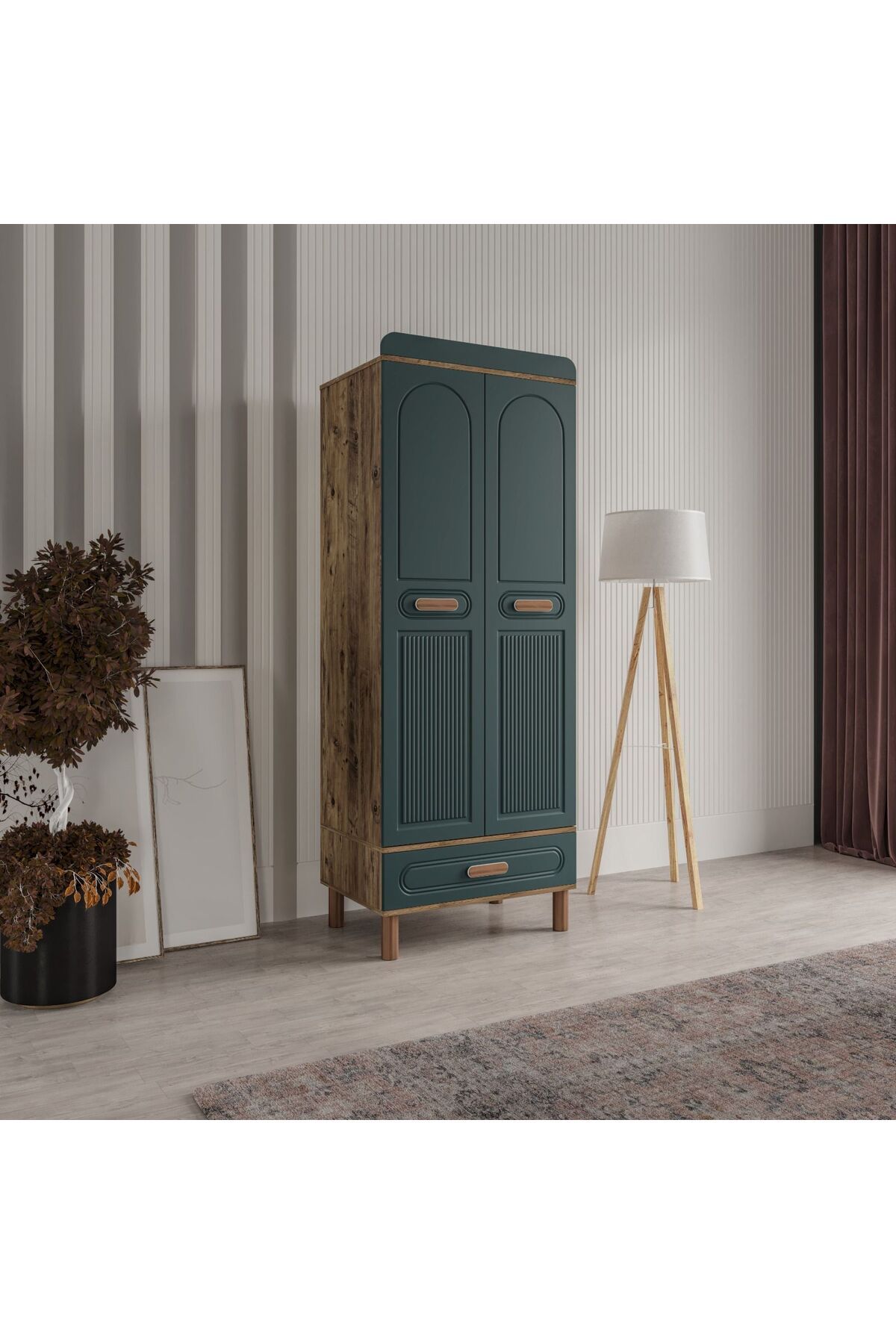 AKA HOME Cemre 2 Kapaklı Mdf Çekmeceli Gardırop
