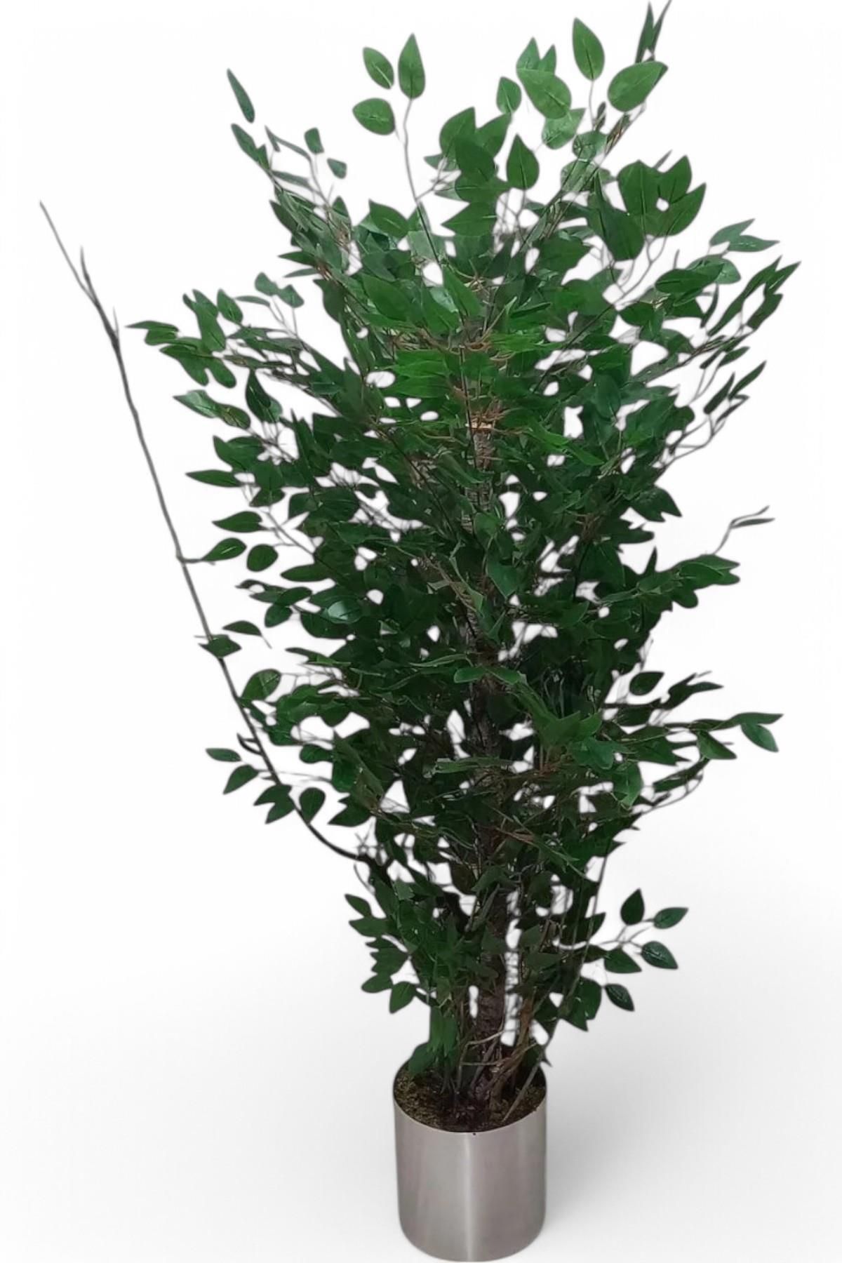florayapaycicekcom Yapay 150cm benjamın yogun yaprak metal saksı
